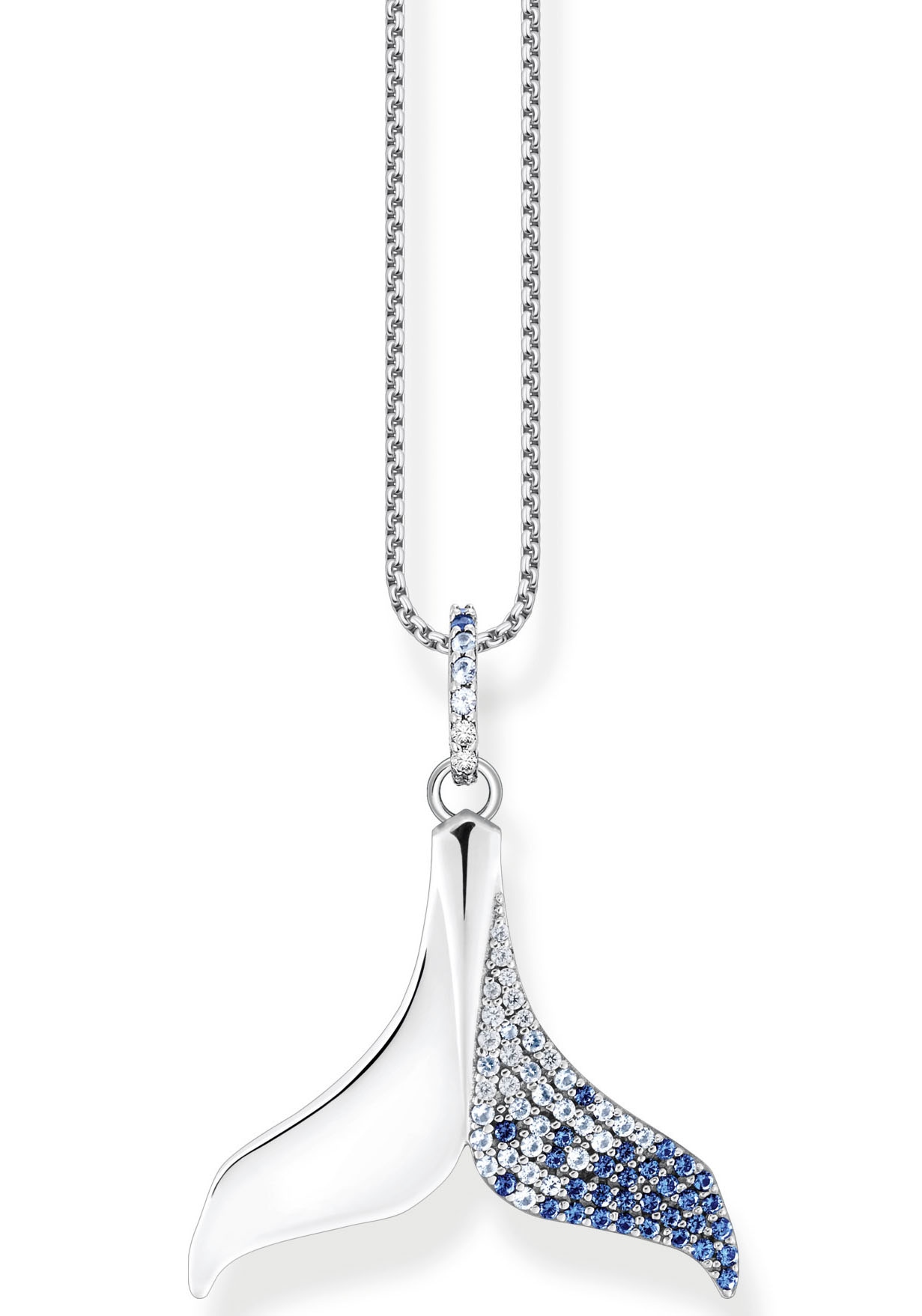 THOMAS SABO Kettenanhänger »Schwanzflosse mit Steinen, PE931-644-1«, mit Spinell (synth.), Zirkonia (synth.)