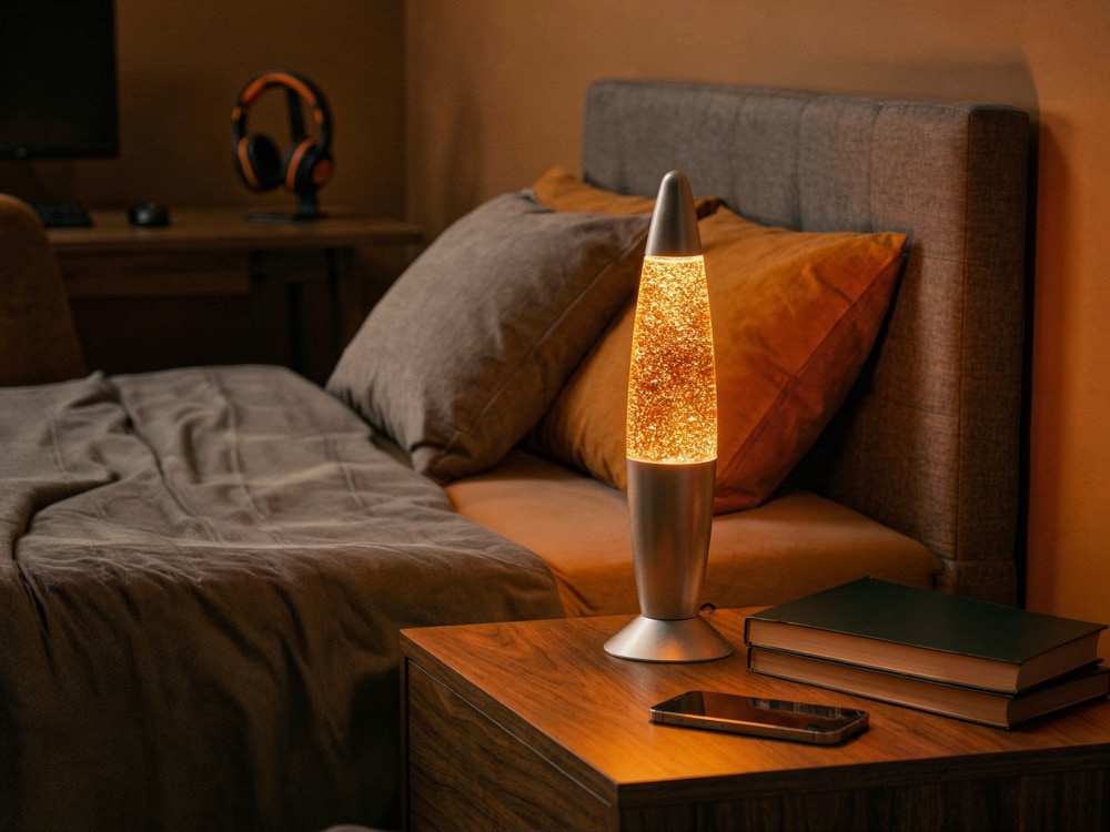 EGLO LED Tischleuchte »GLITTER« LED-Modul 1 Stk. LED Lavalampe Glitter, RGB Glitzerlampe mit Timer und Farbwechsel