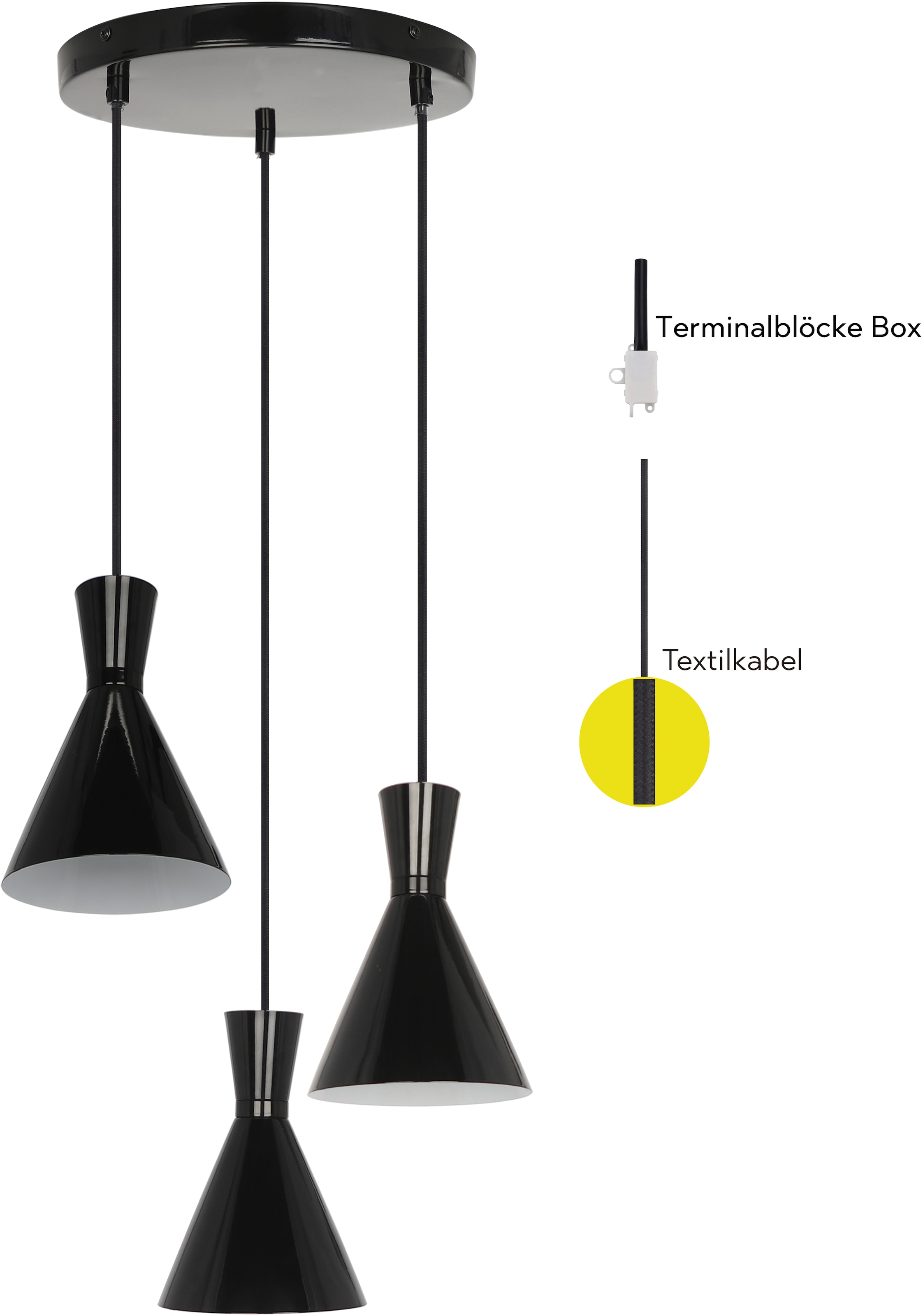 OTTO home Pendelleuchte »Renell« E27 1 Stk. E27, Schwarz, höhenverstellbar, industrieller Stil