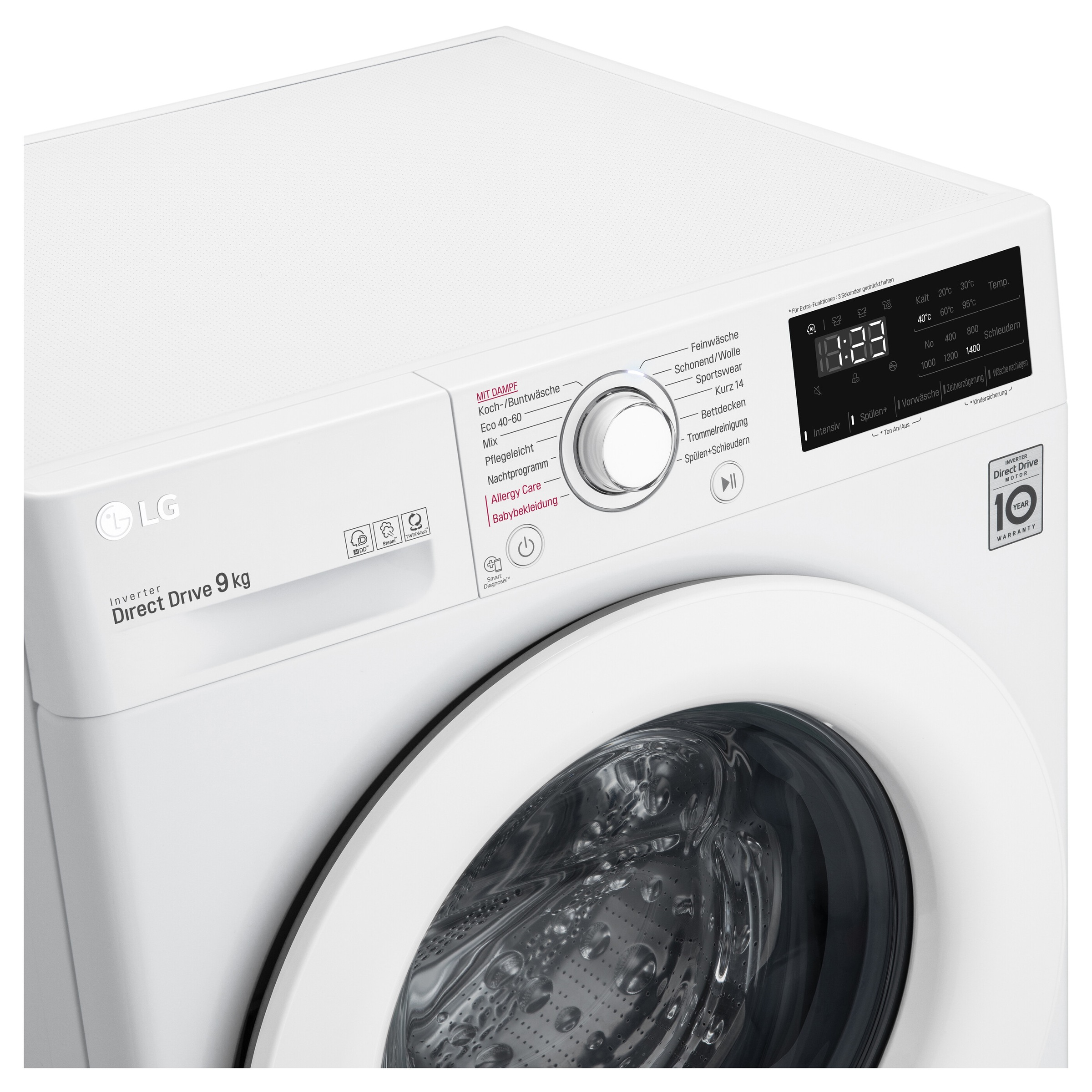 Waschmaschine F4 WV Garantie mit XXL Jahren LG 9 »LG 1400 kg, F4WV309S0.ABWQWDG, 3 309S0«, U/min