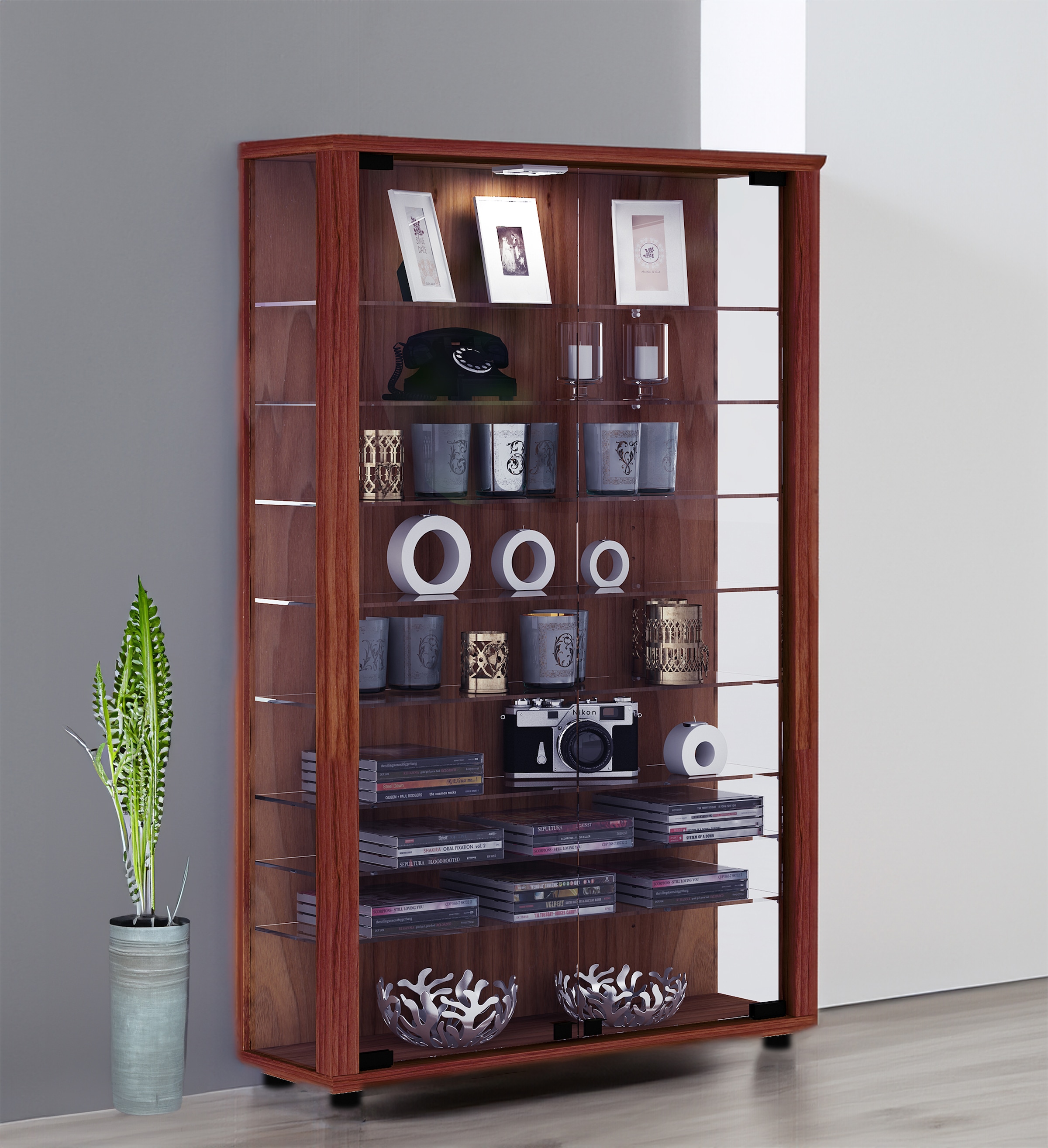 VCM Standvitrine »Holz Glas Stand Vitrine Sammelvitrine Lumo Mini« 1 Stk. tlg.