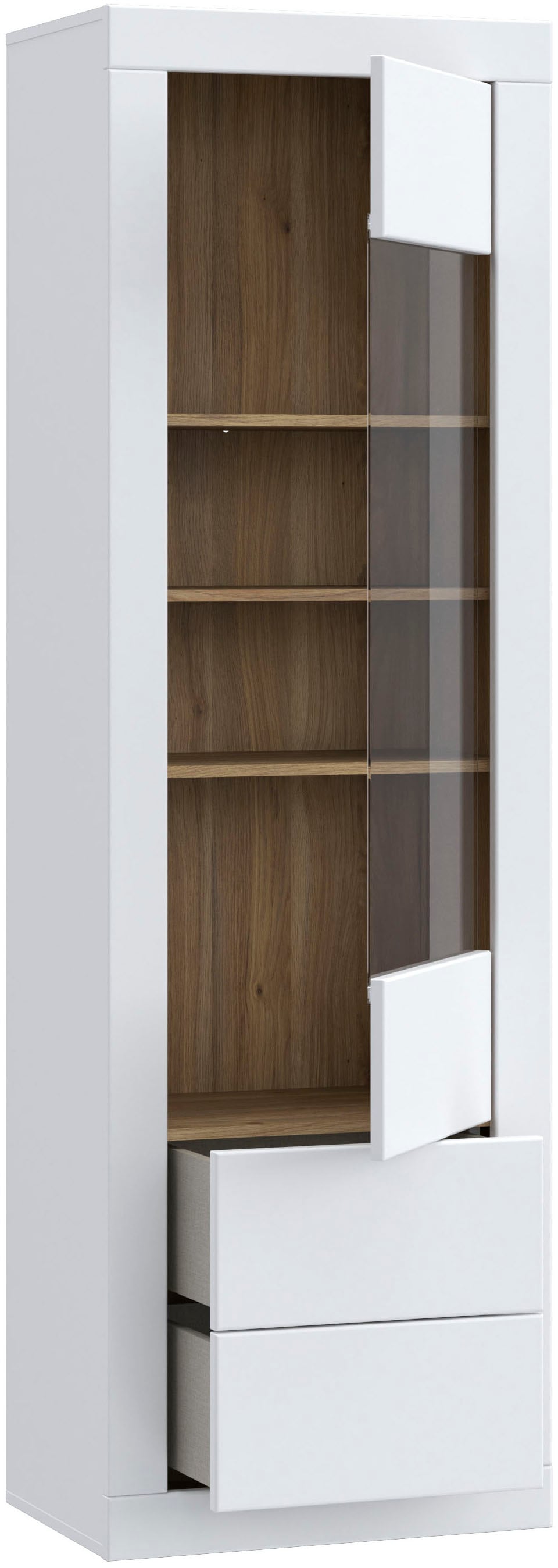 FORTE Vitrine »Lefkadas, Breite 61,3cm, Höhe 196 cm«, Vitrine, grifflose Front, breite Rahmenoptik, Tür mit Glaseinsatz