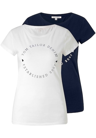 TOM TAILOR Denim T-Shirt, (Set, 2 tlg., 2er-Pack), mit Logo Aufdruck kaufen