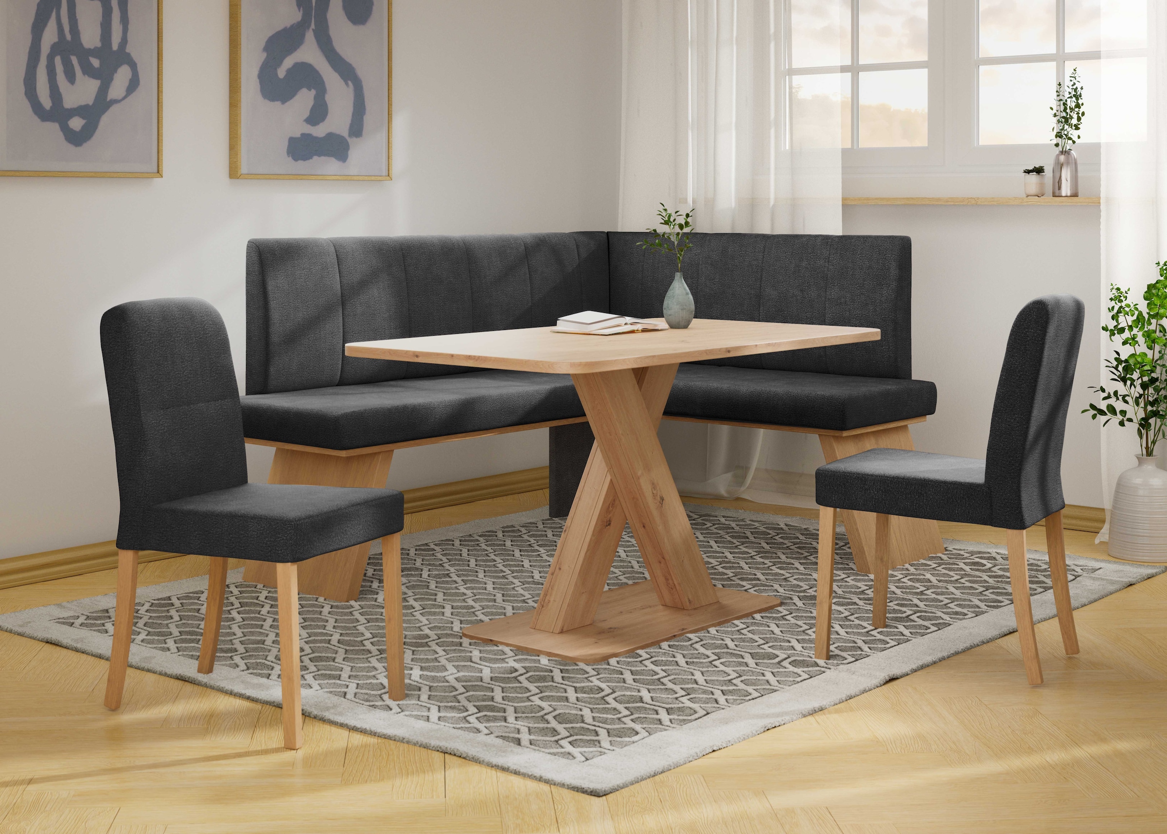 OTTO home Eckbankgruppe »Nina« Set, 4er, 4 Stk. tlg. Sitzgruppe Esszimmer Stühle Tisch und Bank bequem gepolstert