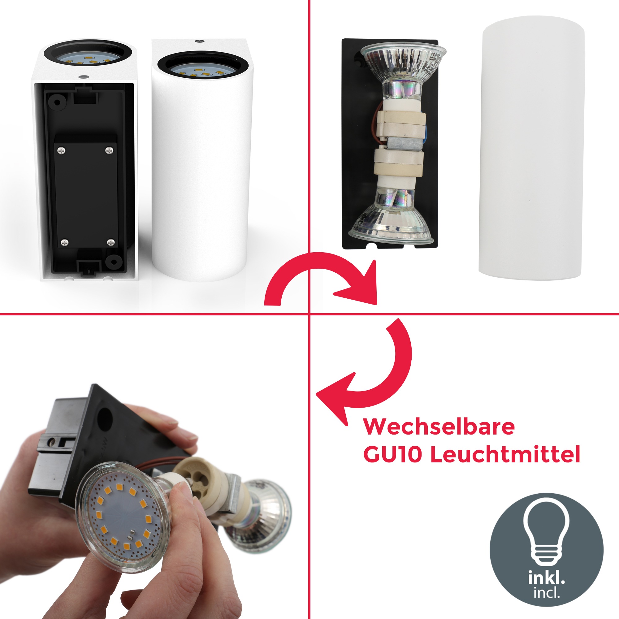 B.K.Licht LED Außen-Wandleuchte online kaufen inkl. Spritzwasserschutz, Garantie 3 Lumen, Wandlampe, 400 Außenleuchte, XXL 5W | »Volans«, Jahren flammig-flammig, Weiß 2 mit