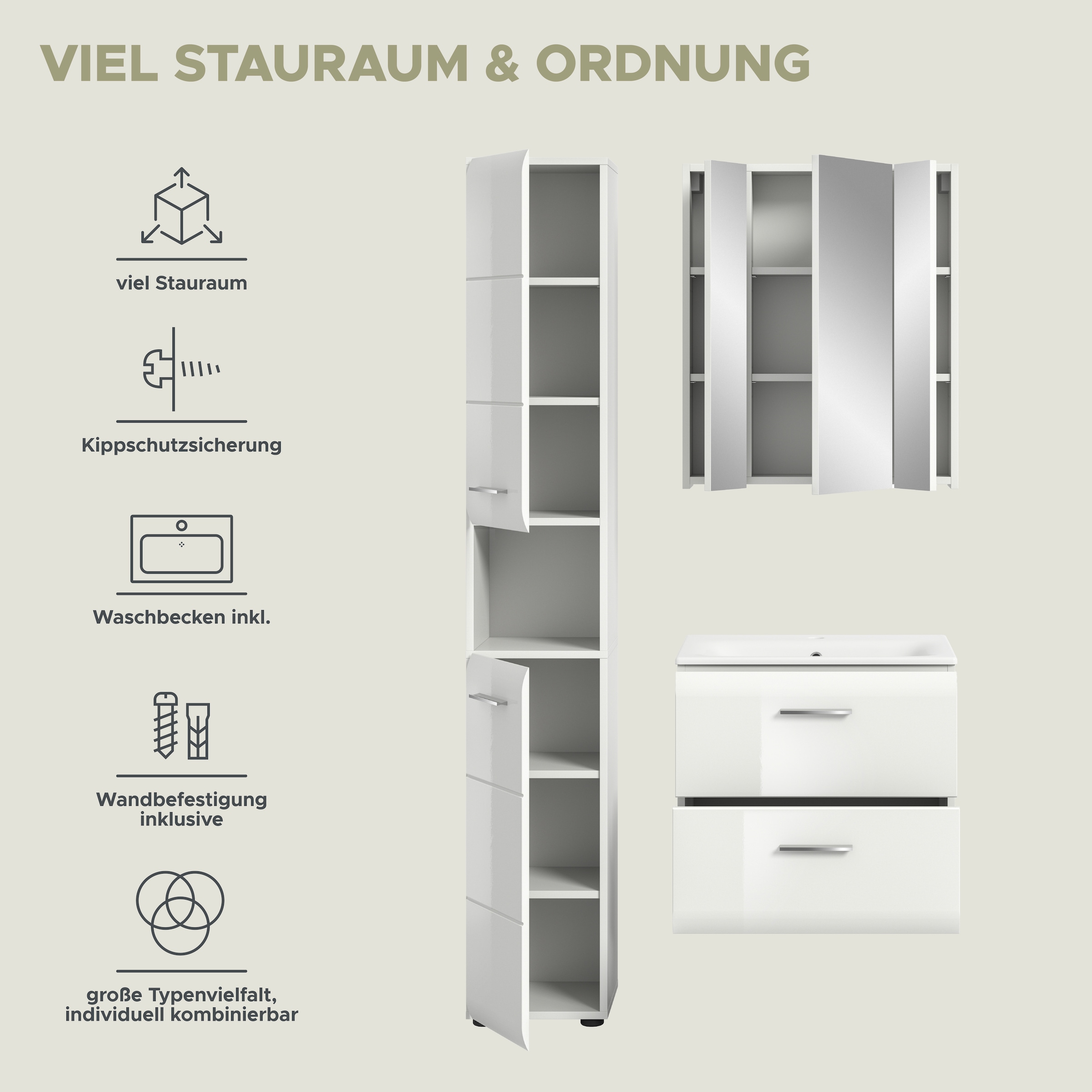 INOSIGN Badezimmer-Set Set, 4 Stk. tlg.