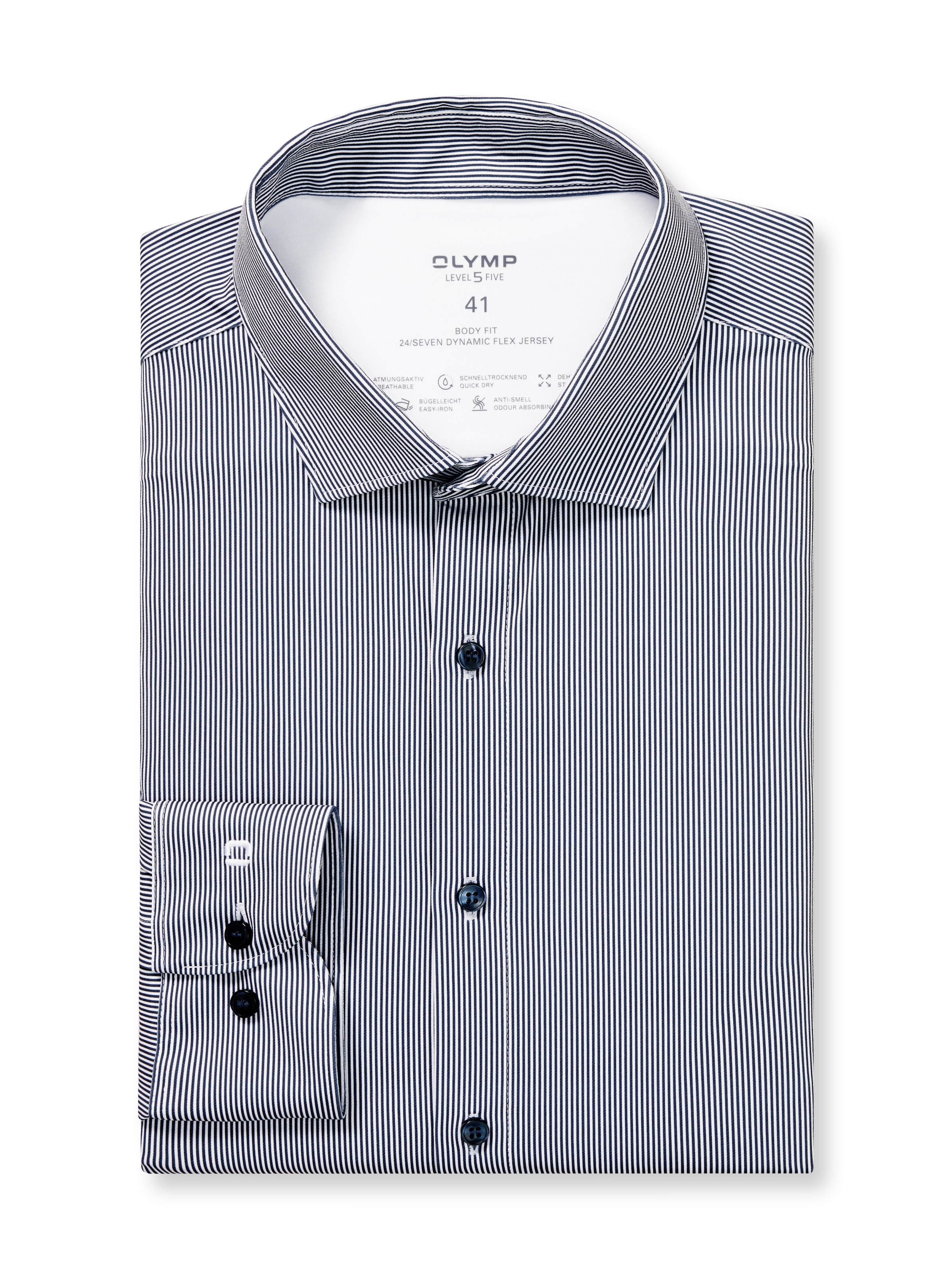 OLYMP Langarmhemd »Level Five 24/Seven« Businesshemd, body fit, Modern Kentkragen, bügelleicht