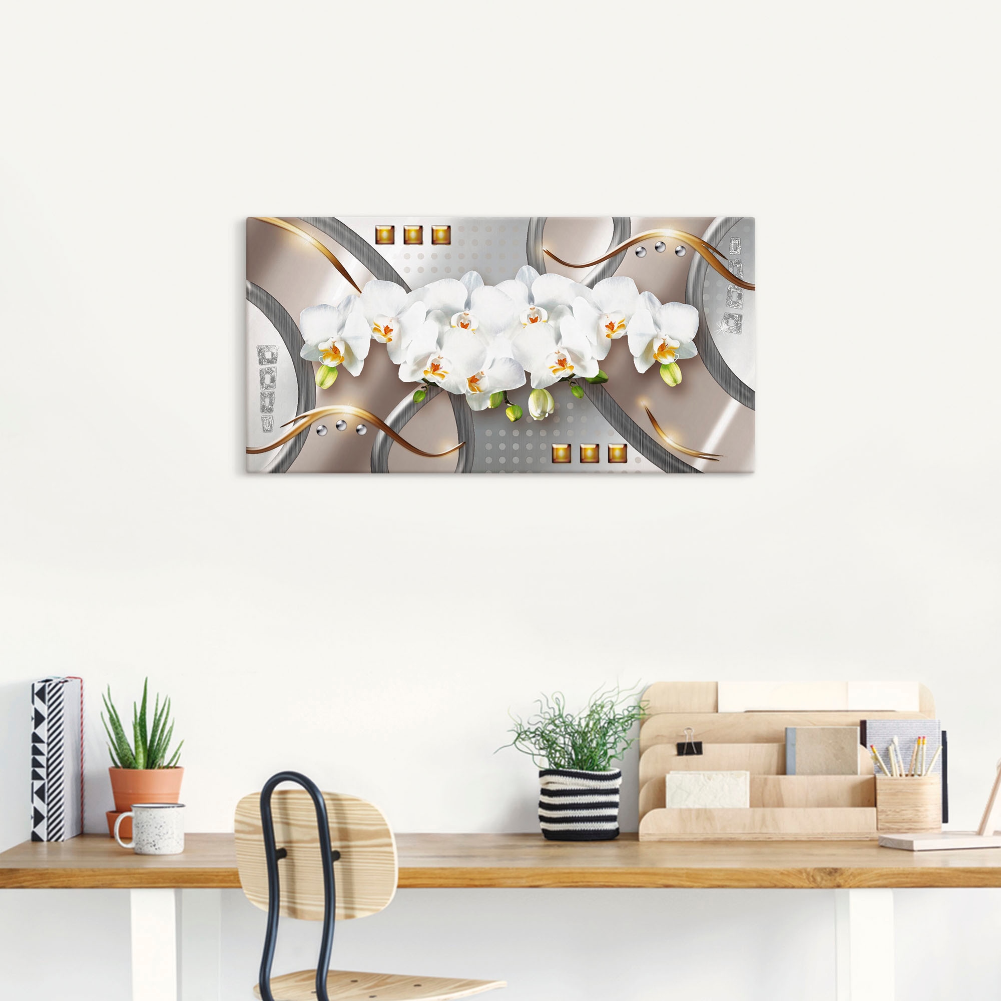 Artland Wandbild »Orchideen mit Elementen« Blumen 1 Stk. tlg. als Leinwandbild, Poster in verschied. Größen