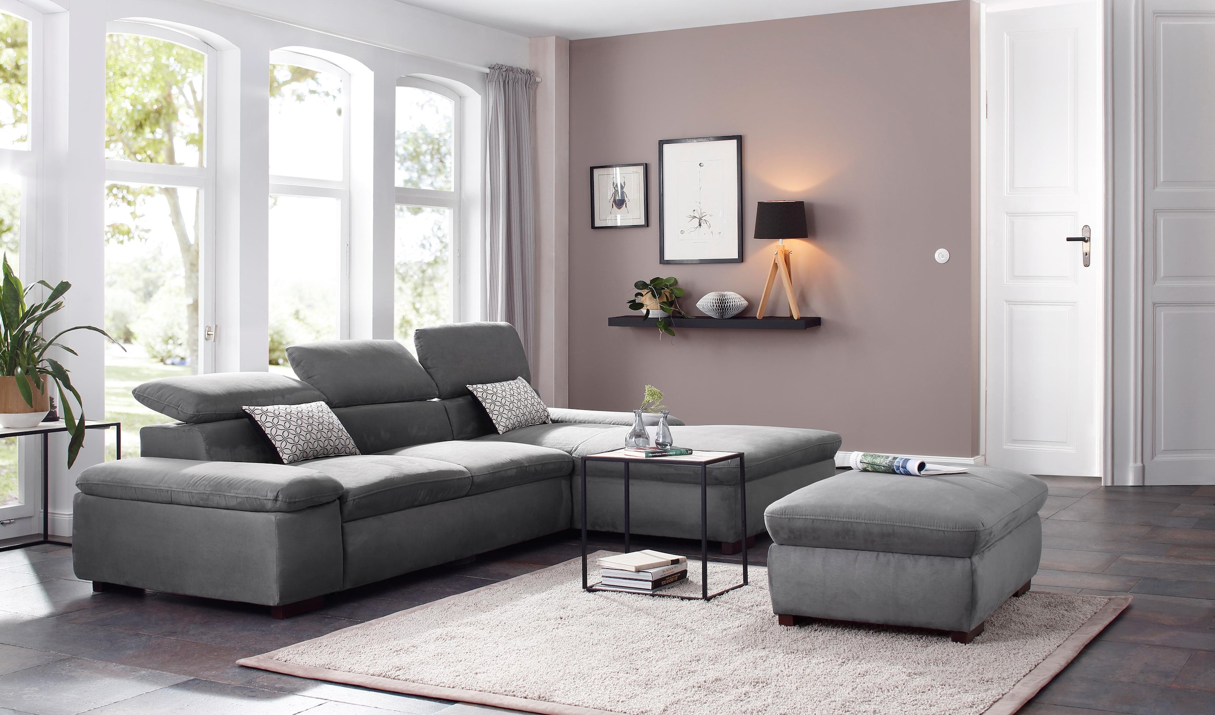 Home affaire Ecksofa »Alberto L-Form«, mit Kopfteilverstellung, wahlweise mit Bettfunktion