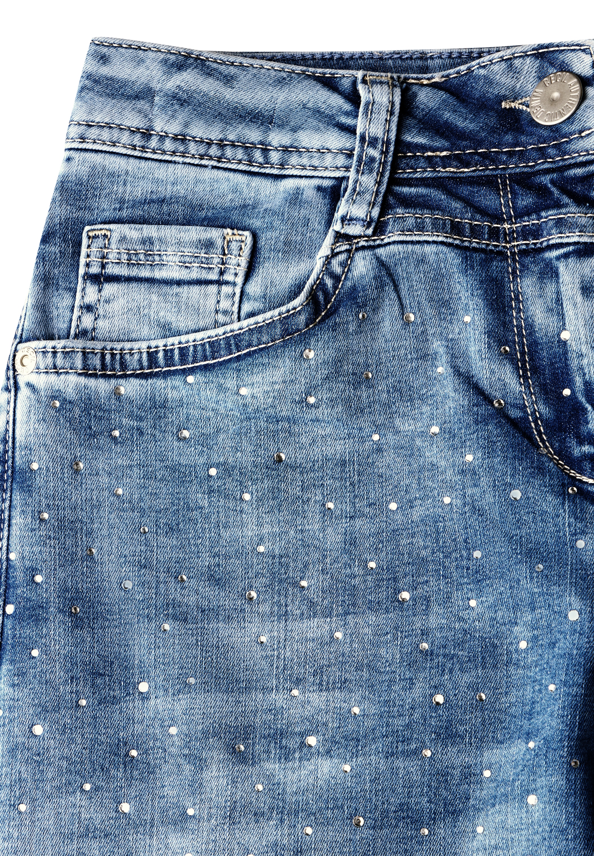 Cecil Weite Jeans »Style Neele«, mit Schmucksteinen