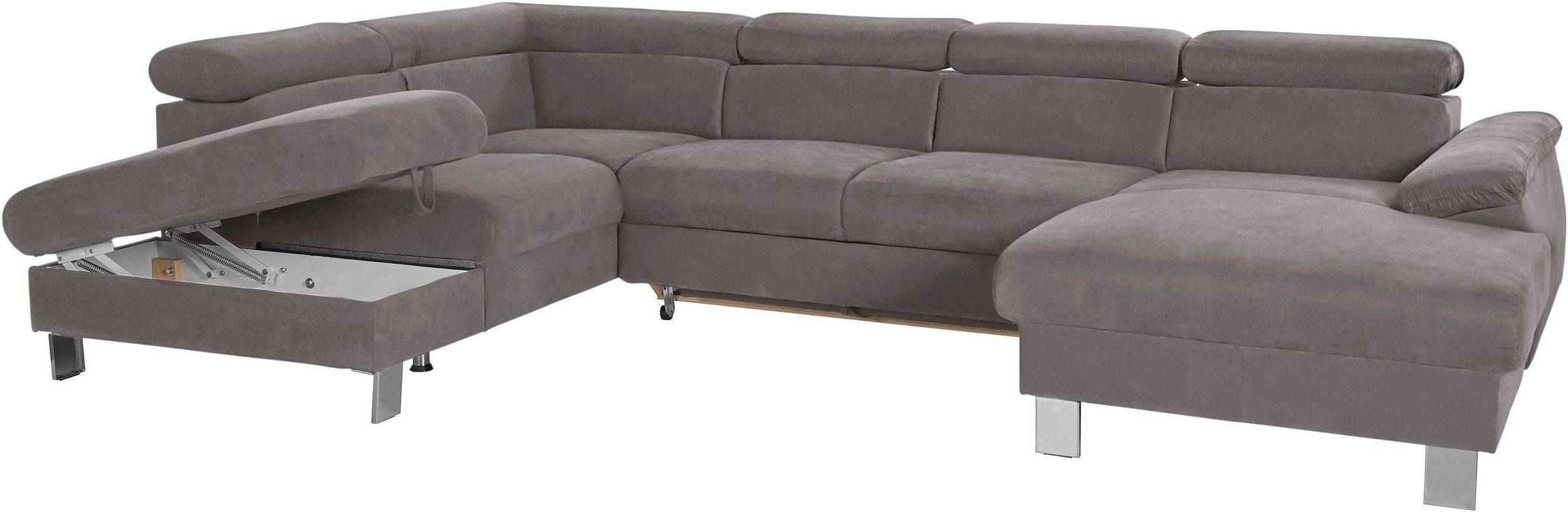 COTTA Polstergarnitur »Komaris U-Form«, (Set), Set bestehend aus: Wohnlandschaft mit Kopfteilverstellung & Hocker