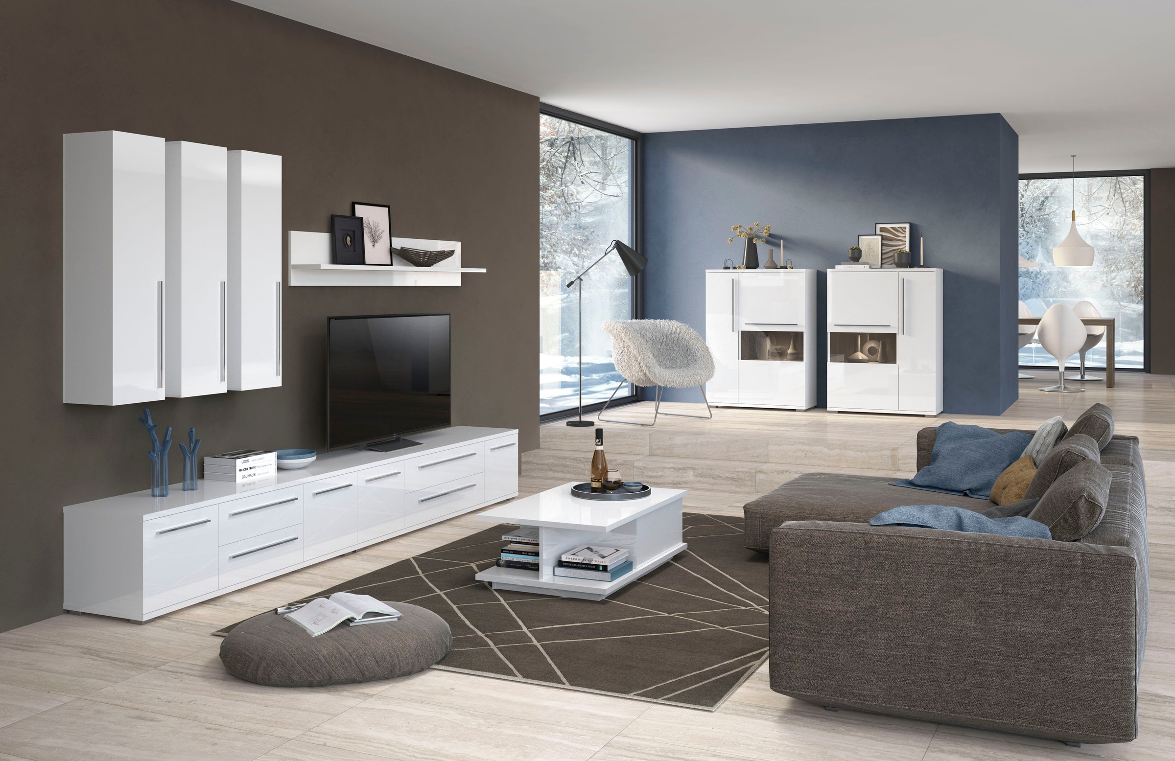 Places of Style Lowboard »Piano TV-Kommode Breiten 165 und 180 cm Soft-Close-Funktion«, Hochglanz UV-lackiert, Br 180 cm mit versch. Tür- und Schubkastenmaße