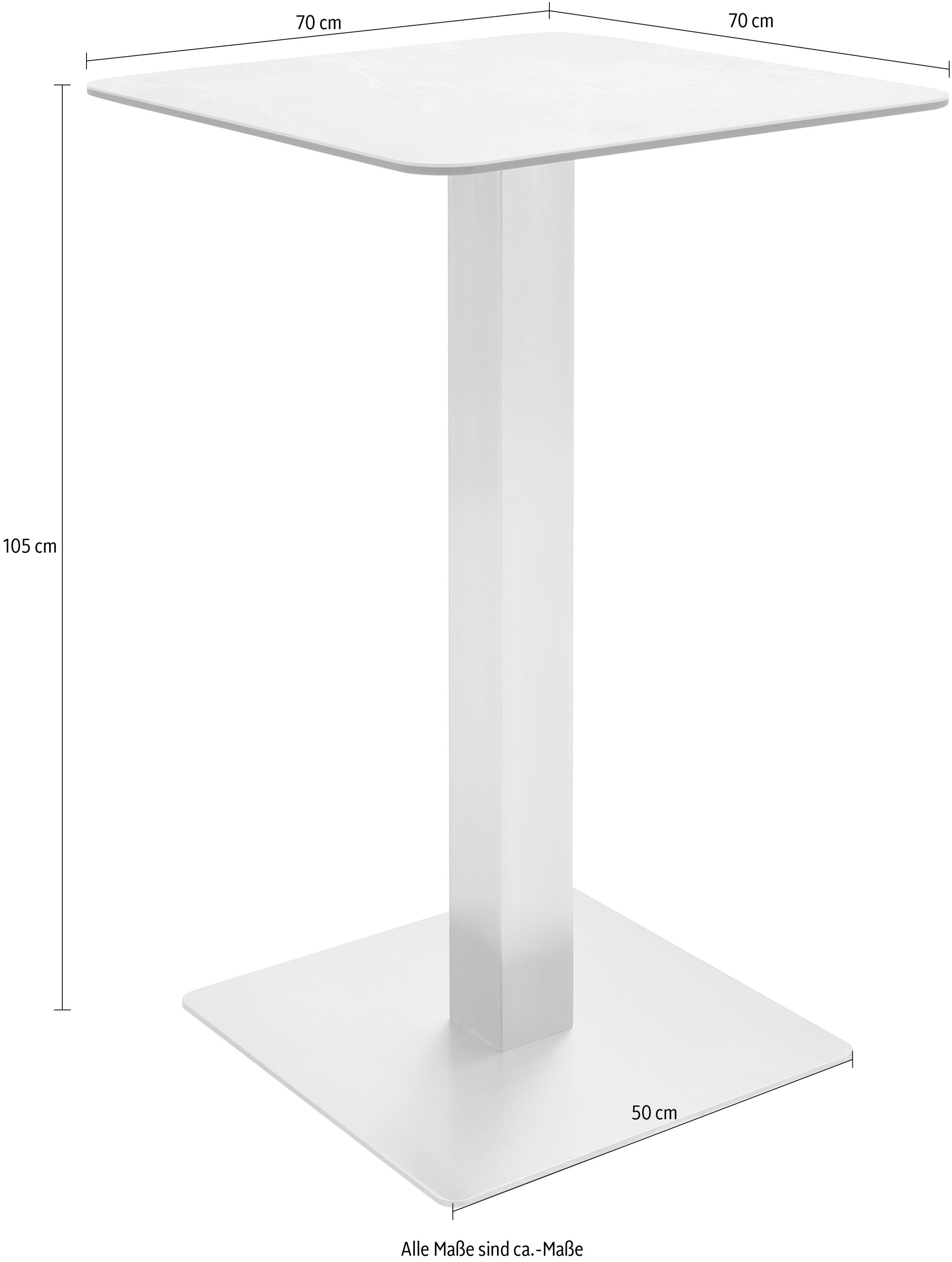 MCA furniture Bartisch »Zarina«, Bartisch mit Glaskeramik Tischplatte mit Edelstahl Gestell