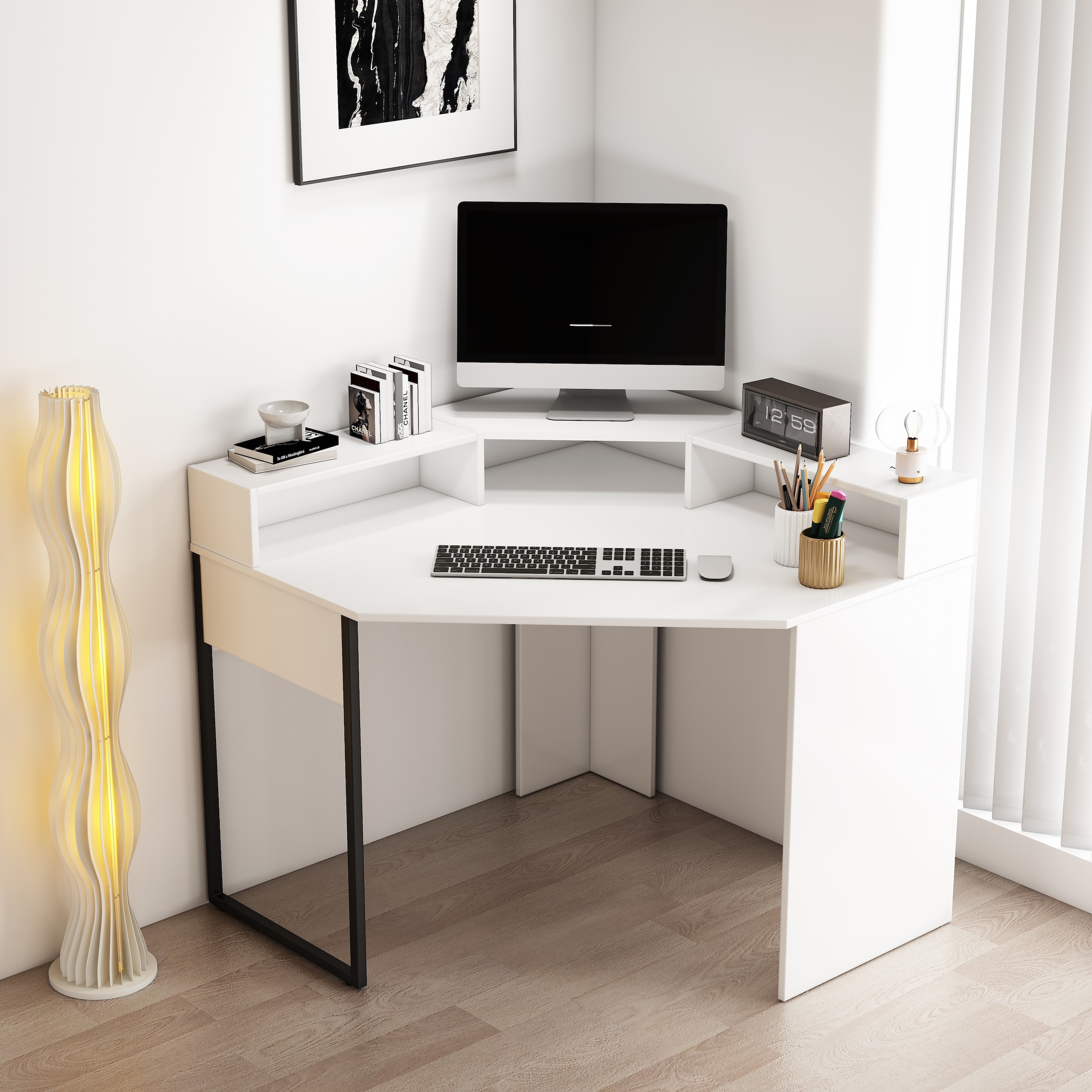 OTTO home Eckschreibtisch »Moid«, mit Schreibtischaufsatz, modernes Design, B. 100 cm