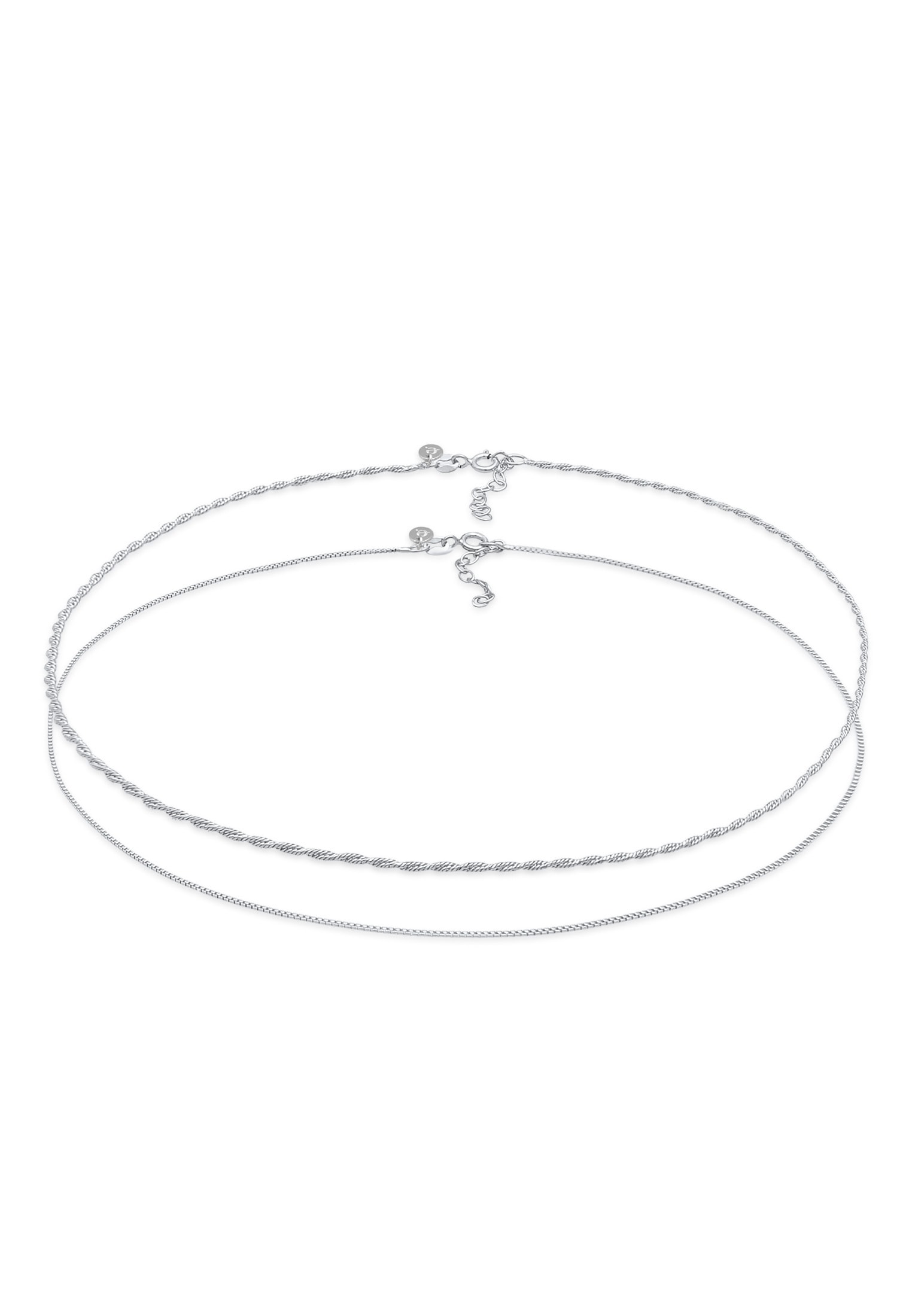 Elli Premium Ketten-Set »Halskette Choker Kordelkette Veneziakette (2 tlg) 925 Silber«