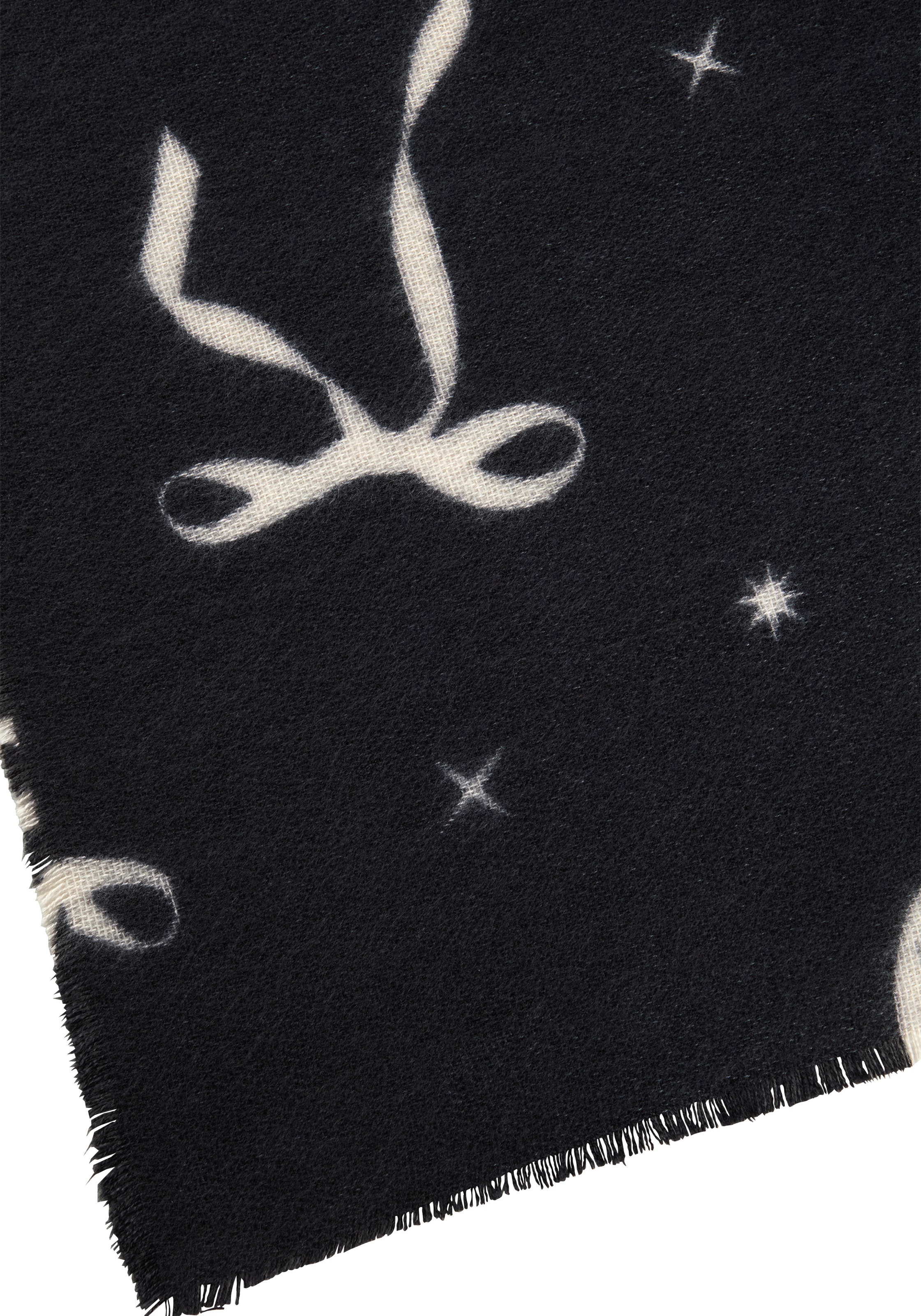 Laura Scott, Damen, Modeschal mit süßem Schleifen & Stern Muster - NEW, schwarz-weiß, schwarz-weiß, Verspielter Winter-Schal von LAURA SCOTT