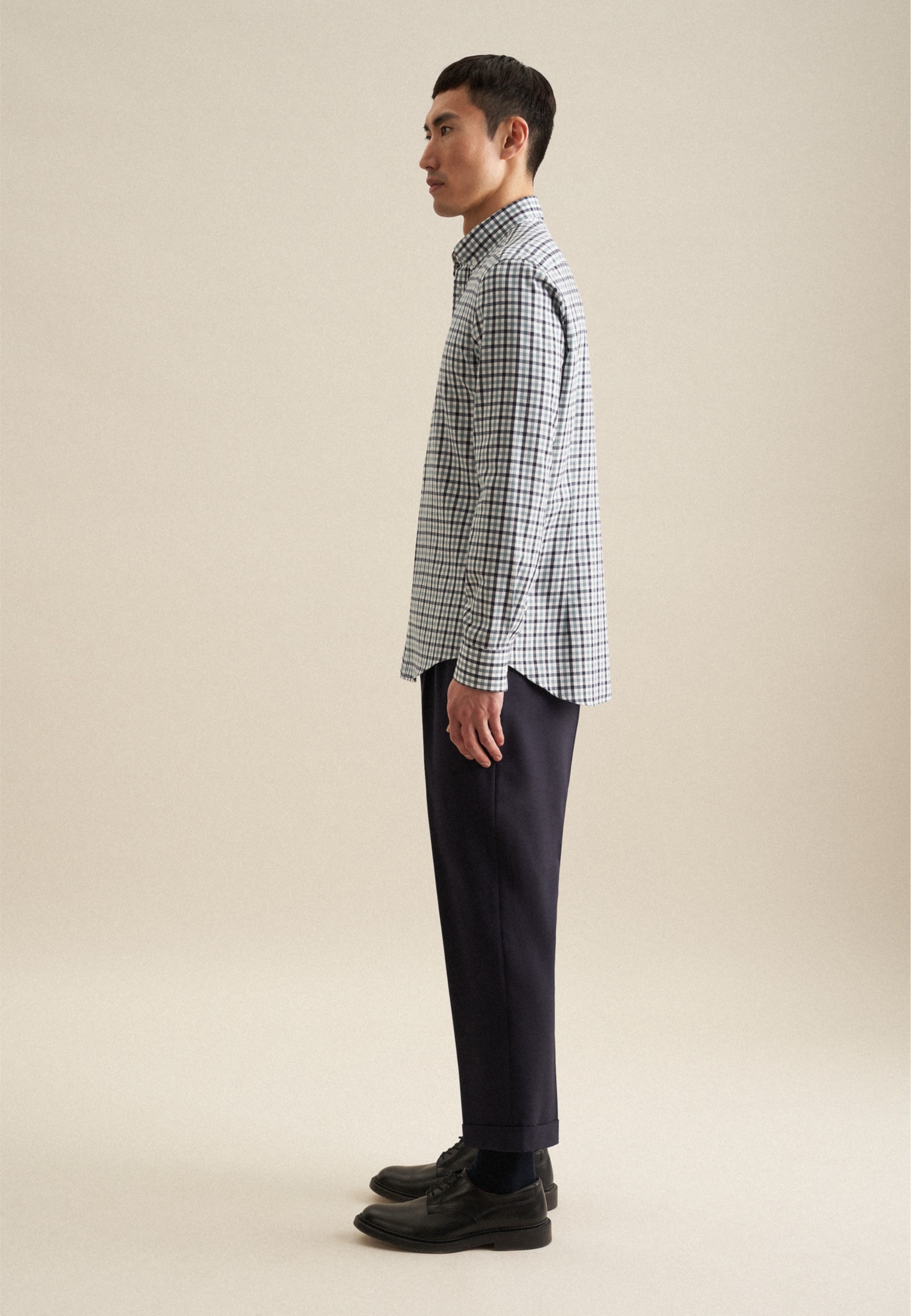seidensticker Flanellhemd »Slim«, Slim Langarm Button-Down-Kragen Karo
