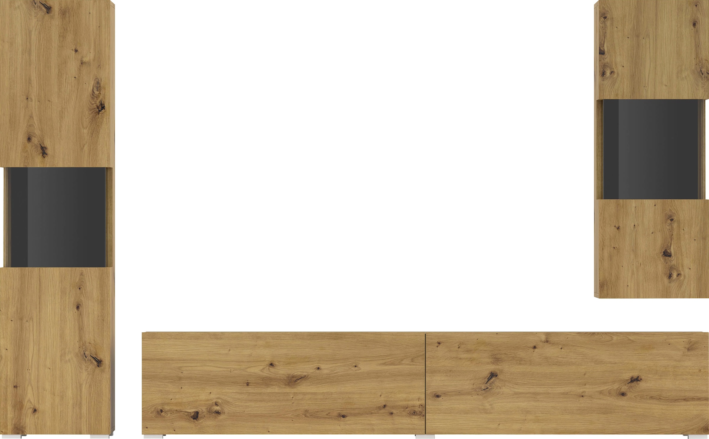 INOSIGN Wohnwand »Ava, Wohnzimmer-Set hängend/stehend montierbar, Vitrine, Lowboard«, 3-tlg.