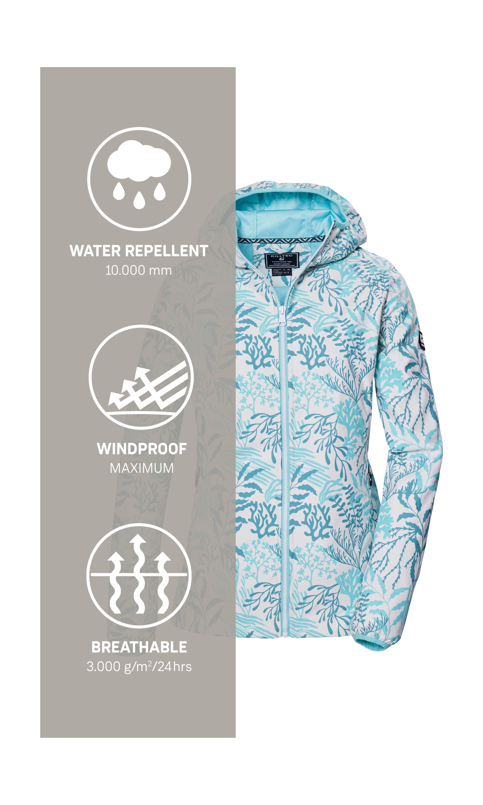 Killtec Softshelljacke »KOS 56 WMN SFTSHLL JCKT« Wasserabweisende, winddichte Softshelljacke mit floralem Print