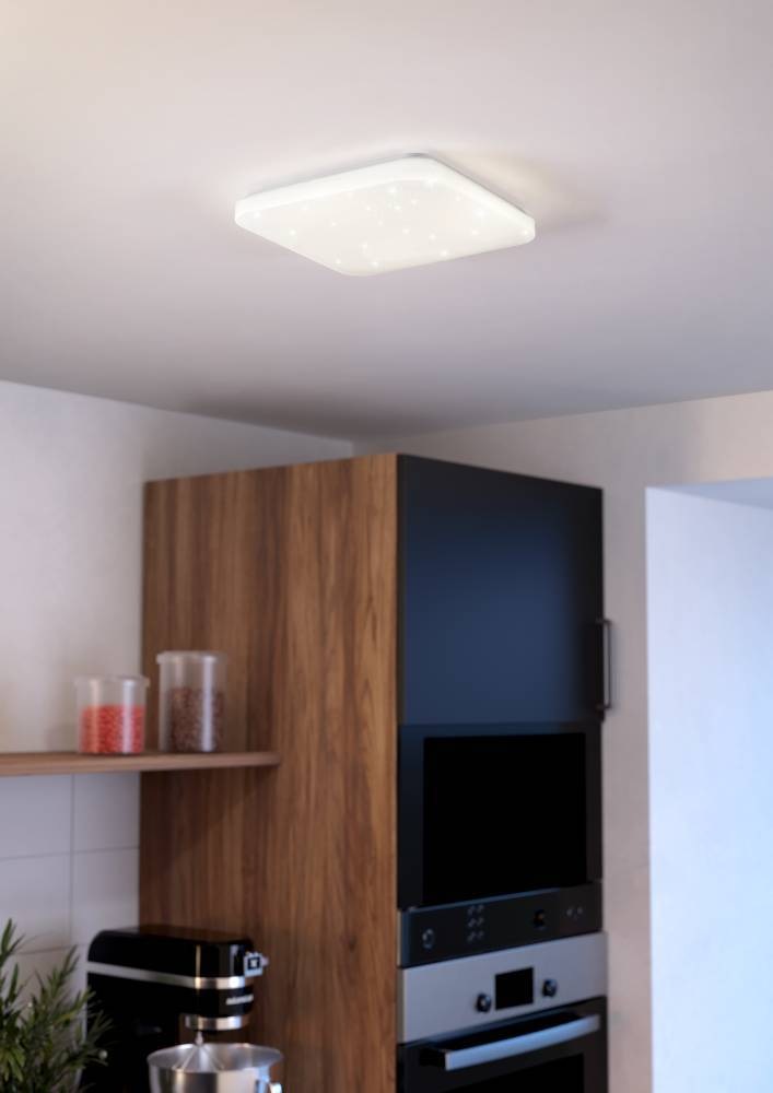 EGLO LED Deckenleuchte »FRANIA-S Deckenlampe, weiß, Kristalleffekt, geringe Aufbauhöhe,1x14,6W«, 1 flammig, Leuchtmittel LED-Board | LED fest integriert, Wohzimmer, Küche, Esszimmer, Flur, modern, 1600 Lumen, 33x33x7cm