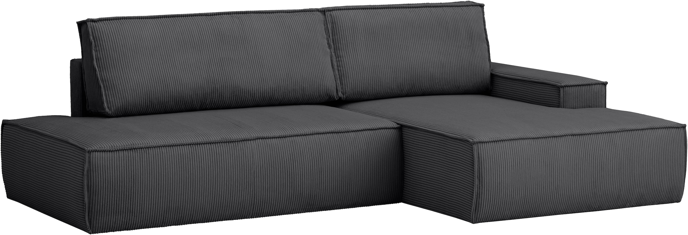 Home affaire Ecksofa »SHERWOOD,  Schlafsofa in L-Form offen (275cm), Cord, Leinenoptik« Schlaffunktion und Bettkasten, Kedernaht, hoher Sitz- & Liegekomfort,