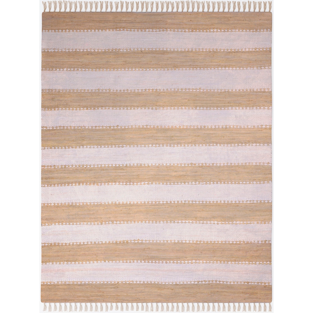 Myflair Möbel & Accessoires Teppich »Karim«, rechteckig, Handweb Teppich, gestreift, 90% Baumwolle, handgewebt, mit Fransen