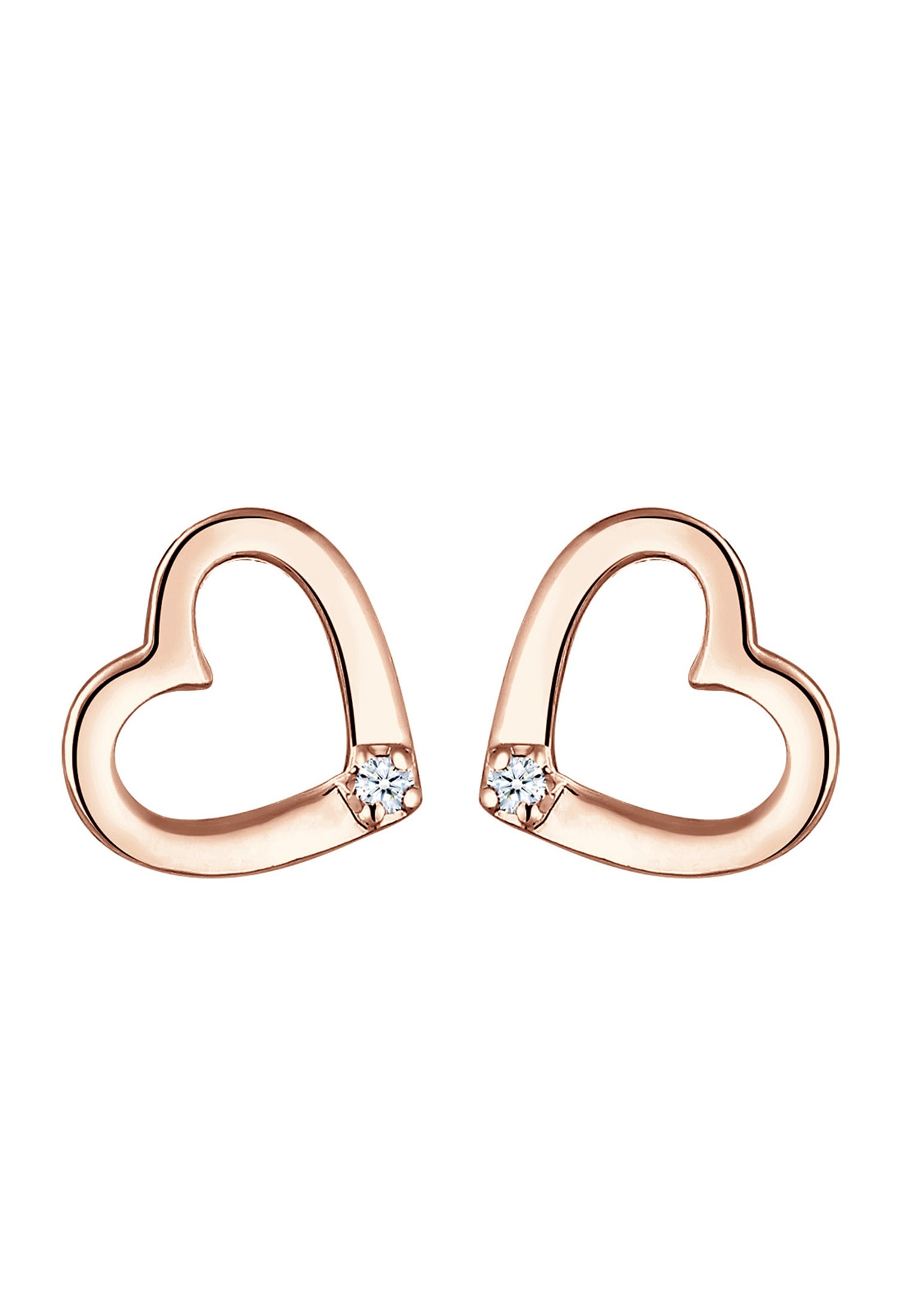 Elli DIAMONDS Paar Ohrstecker »Ohrringe Ohrstecker Herz Diamant Weiß (0.03 ct) 925 Sterling Silber«