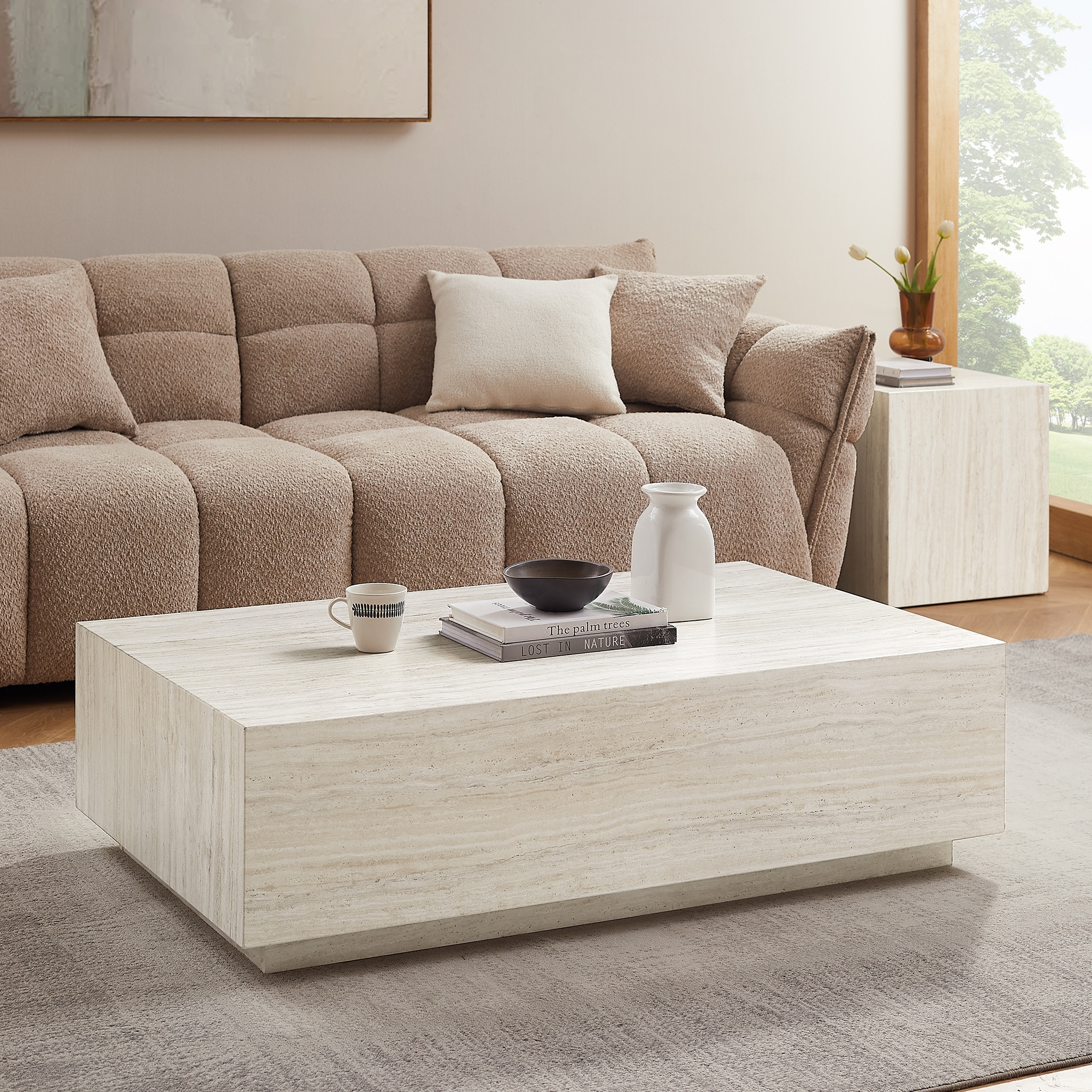 SalesFever Couchtisch »Almeria Beistelltisch B/T 120/75 cm«, rechteckig 120x75 cm, in Marmoroptik foliert