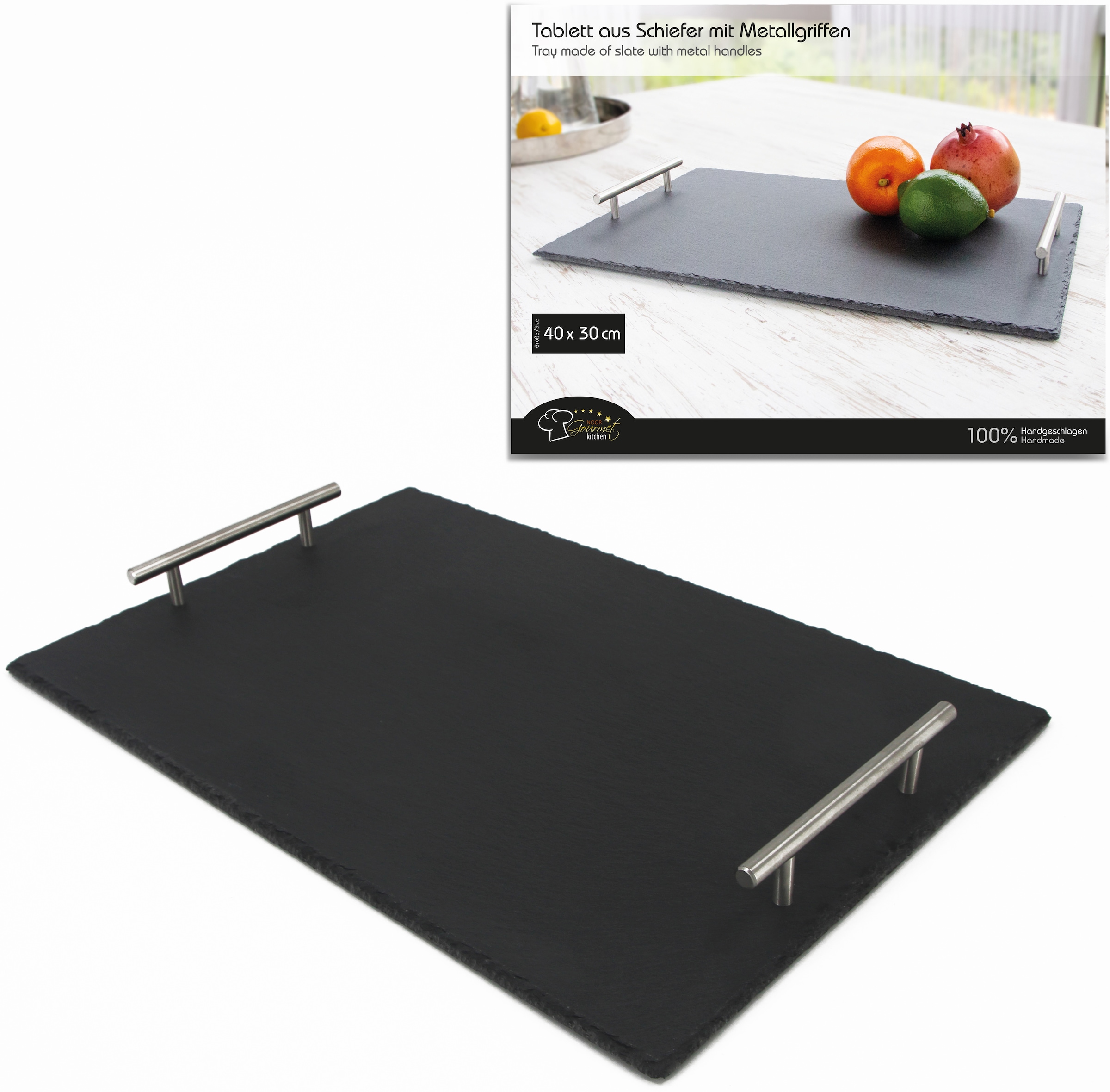 NOOR LIVING Tablett, (1 tlg.), mit Metallgriffen