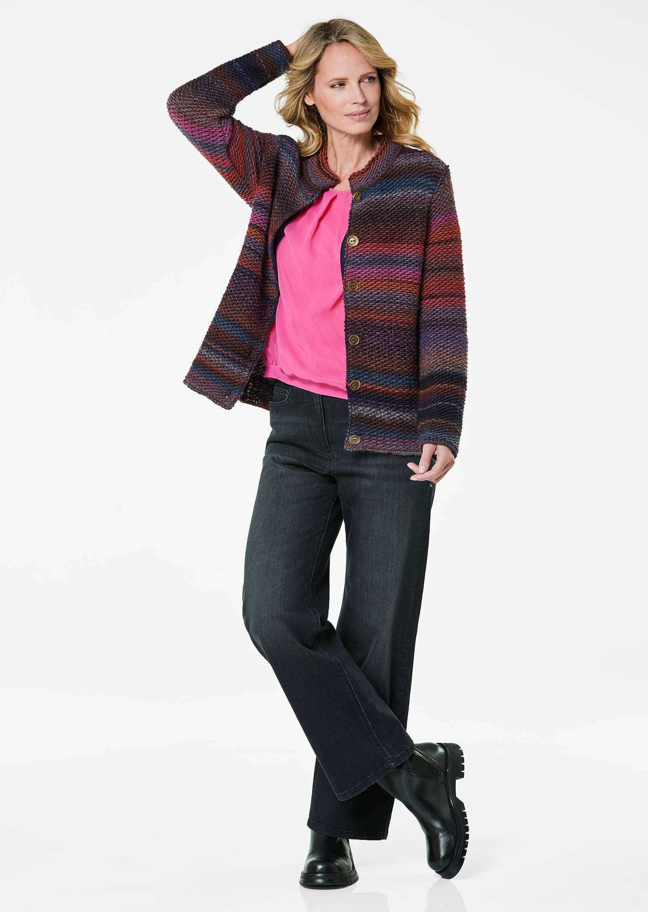 GOLDNER Strickjacke »Strickjacke mit Multicolor Ringeloptik«
