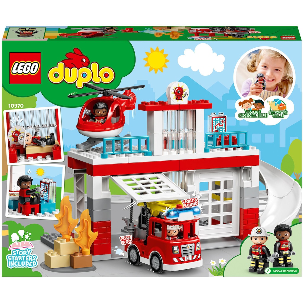 LEGO® Konstruktionsspielsteine »Feuerwehrwache mit Hubschrauber (10970), LEGO® DUPLO«, (117 St.)