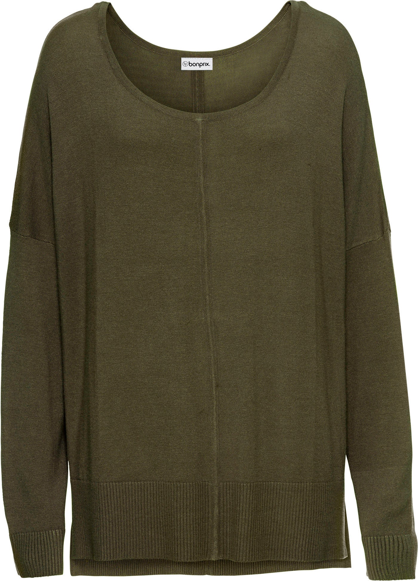 bonprix Strickpullover Viskose-Feinstrick, oversized, Seitenschlitze, hinten länger