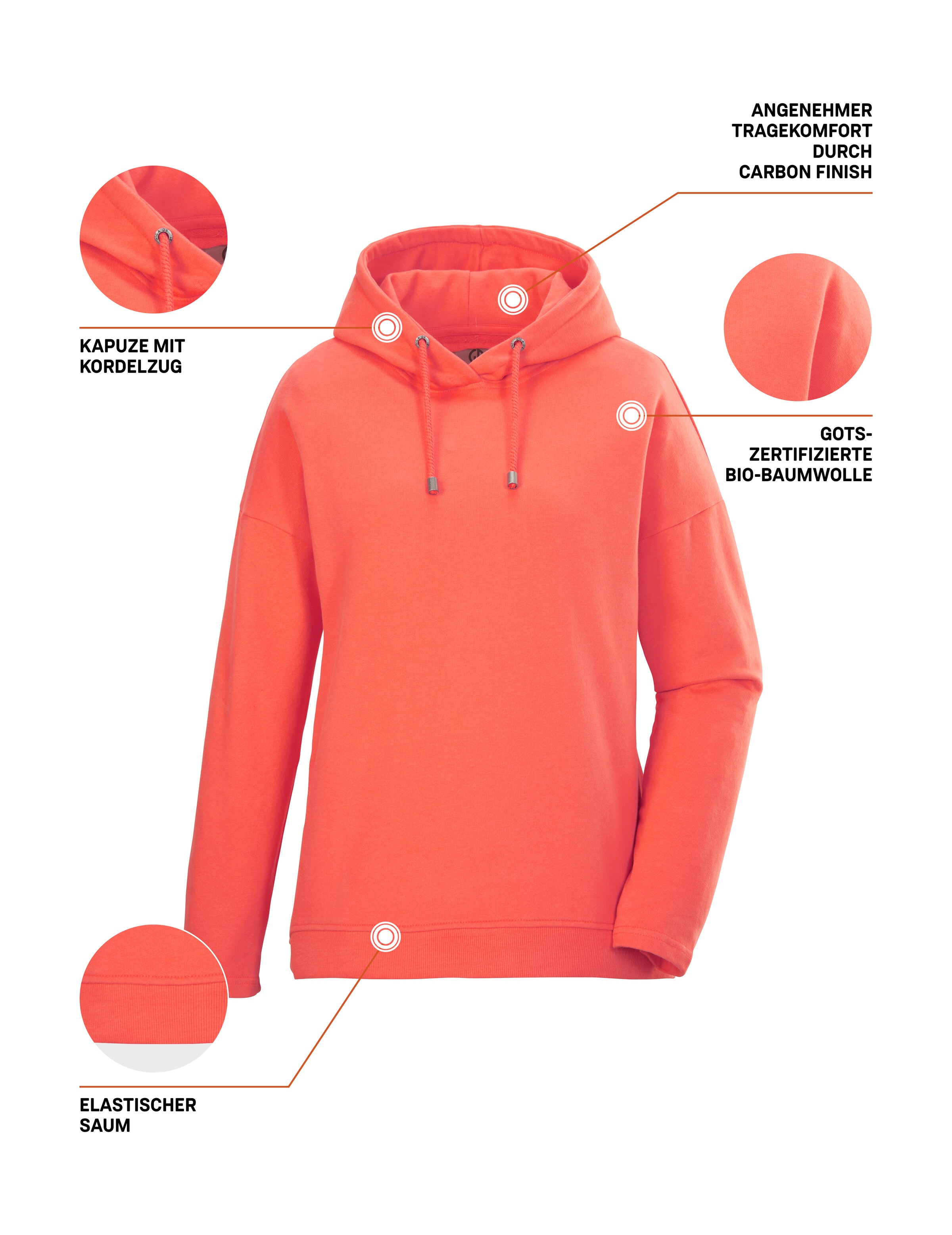 G.I.G.A. DX by killtec Sweatshirt »GS 24 WMN SWT SHRT GOTS«, GOTS Bio-Baumwolle, Carbon-Finish, verstellbare Kapuze
