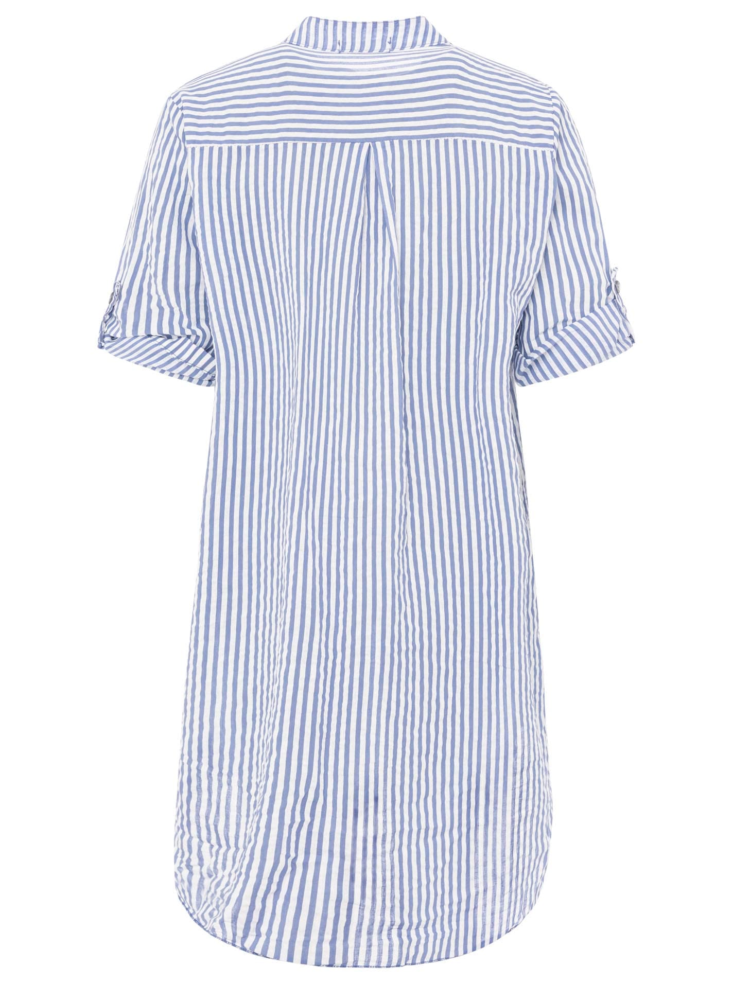 Zwillingsherz Kurzarmbluse »Longbluse "Kida"«, mit hochgekrempelten Ärmel, One Size