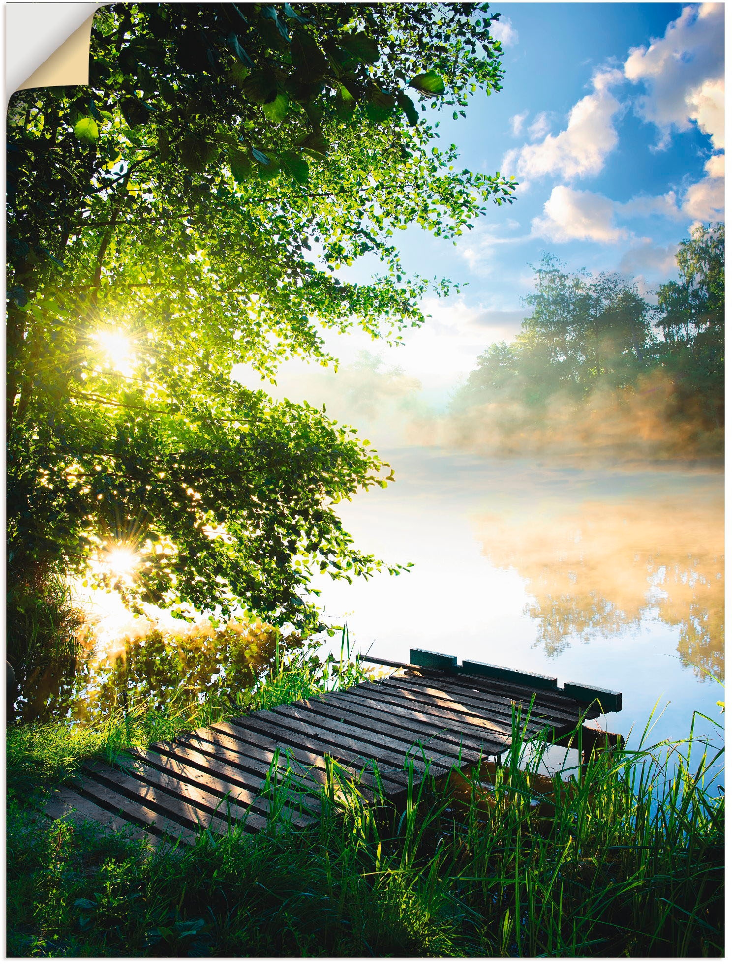 Artland Wandbild »Angelsteg auf oder Morgen«, am kaufen als St.), Poster Größen Wandaufkleber Alubild, Raten versch. (1 Gewässer, Leinwandbild, in