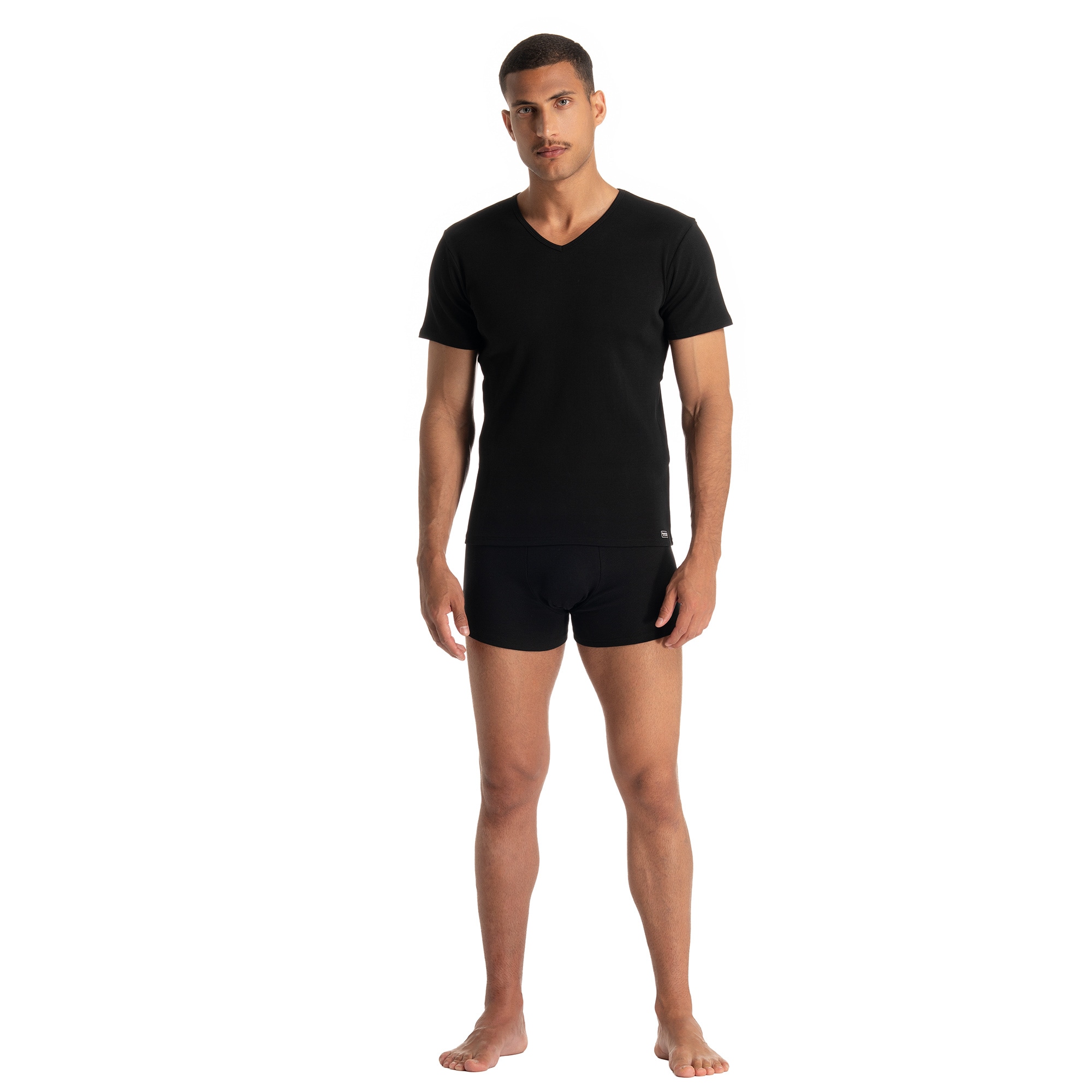Bruno Banani V-Shirt »FINE RIB« Feinripp, Kurzarm, V-Neck, Cotton-Mix