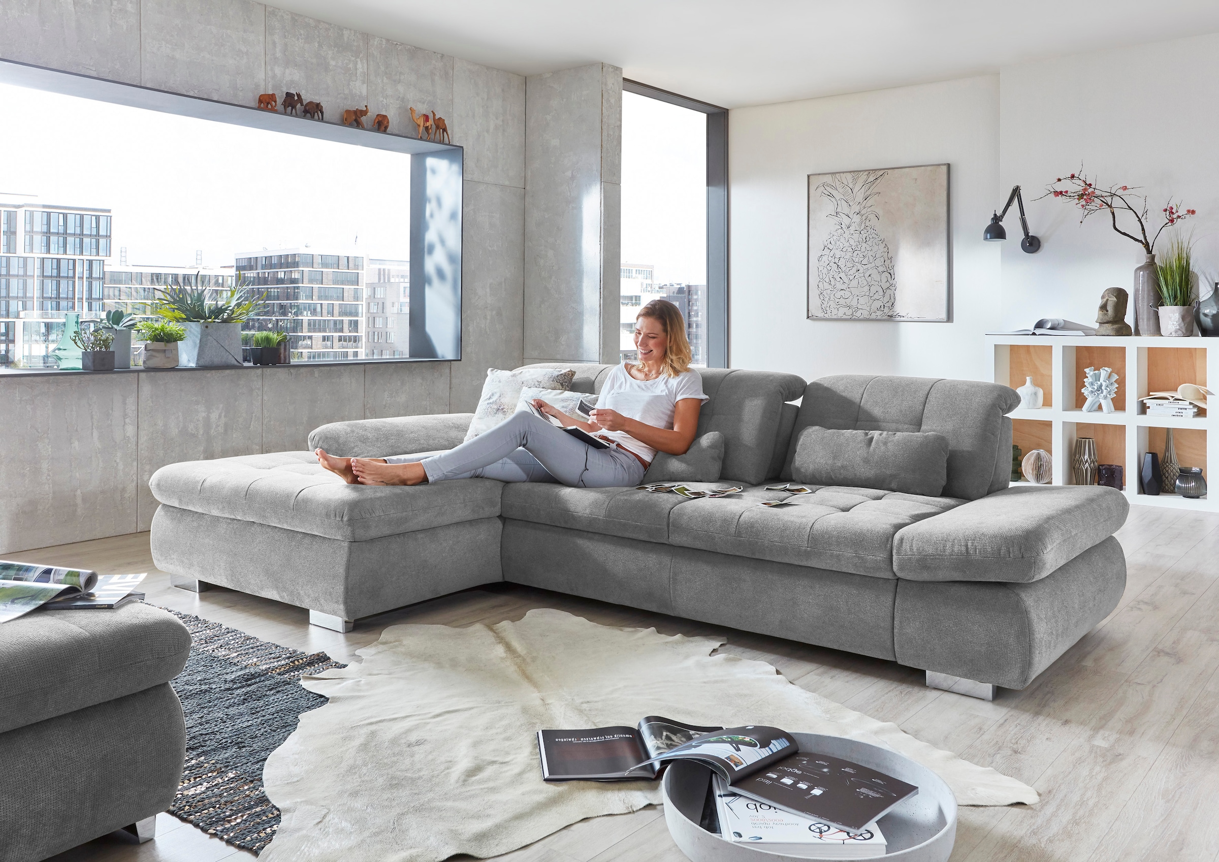 Die PlanBar Ecksofa »MP-IN17004 L-Form, Breite 331 cm, wahlweise weitere Funktionen« Federkern-Polsterung, inkl. Sitztiefenverstellung