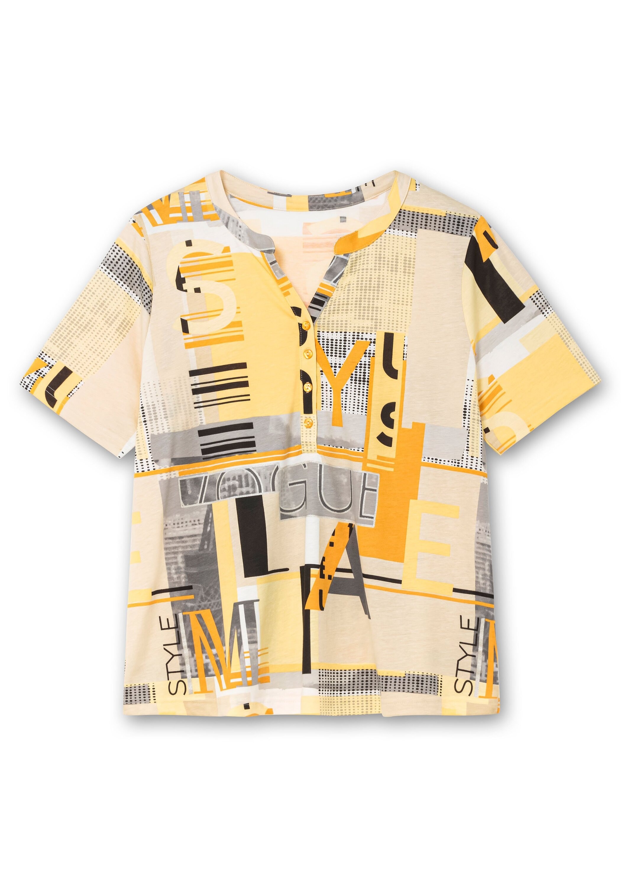 Sheego T-Shirt »Shirt mit Grafikprint und Knopfleiste«