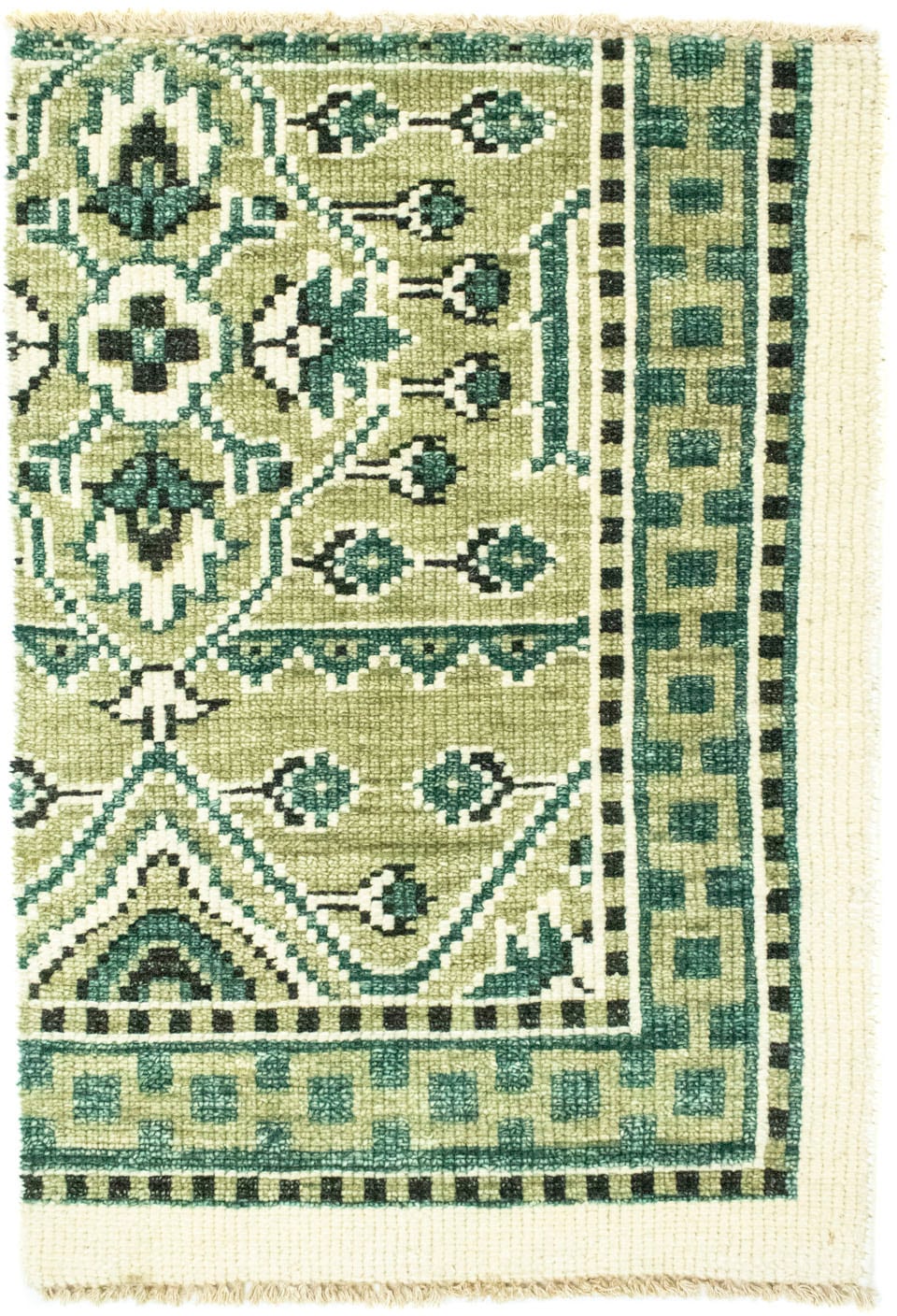 morgenland Wollteppich »Designer Teppich handgeknüpft grün«, rechteckig,  handgeknüpft | Kurzflor-Teppiche