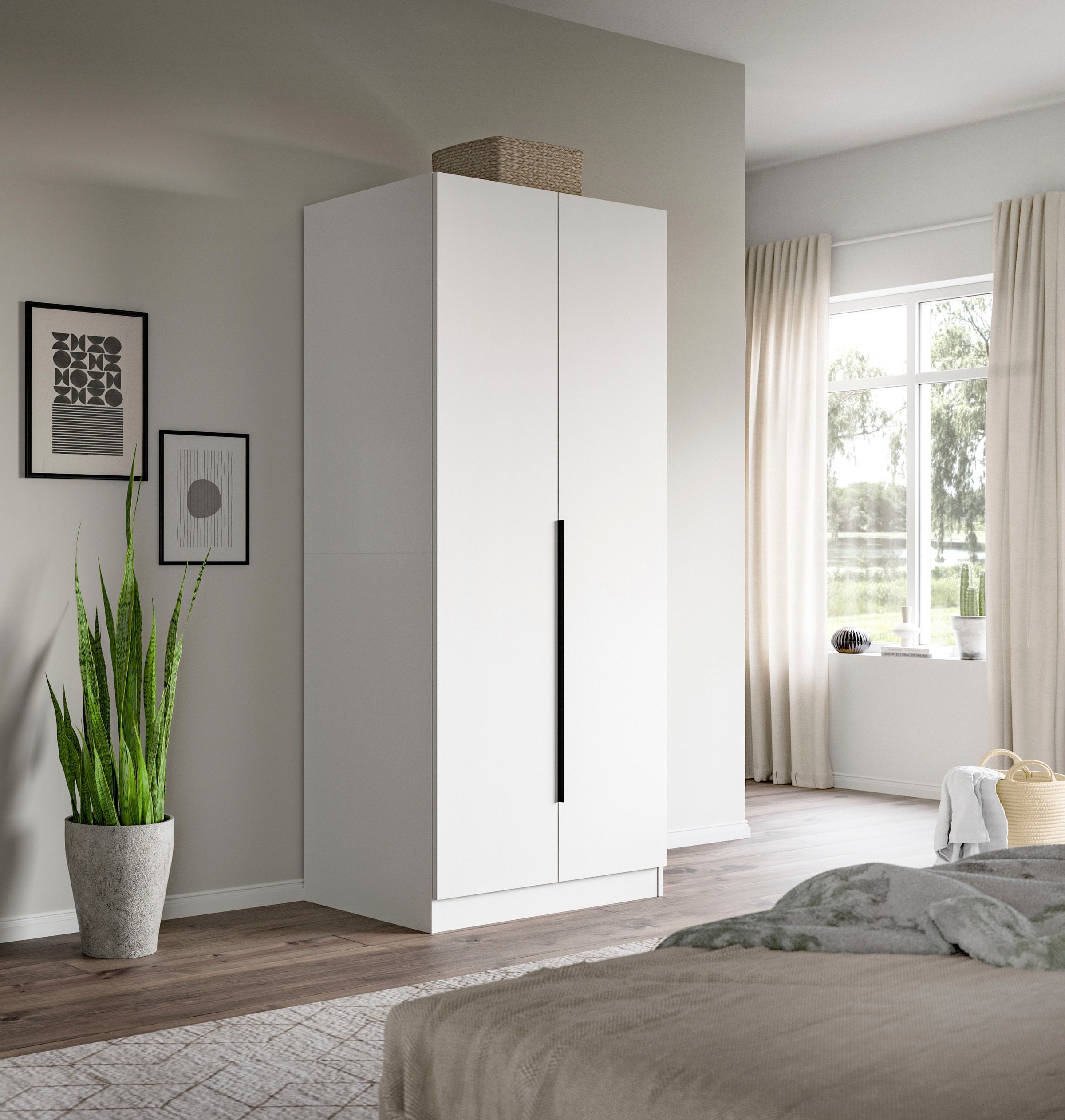 Home affaire Kleiderschrank "Skarde Schlafzimmerschrank, Garderobe, Schrank" Otto Bestseller Garderobe Schlafzimmerschrank, Breite: 80 cm, weiß, Kleiderstange, Einlegeboden