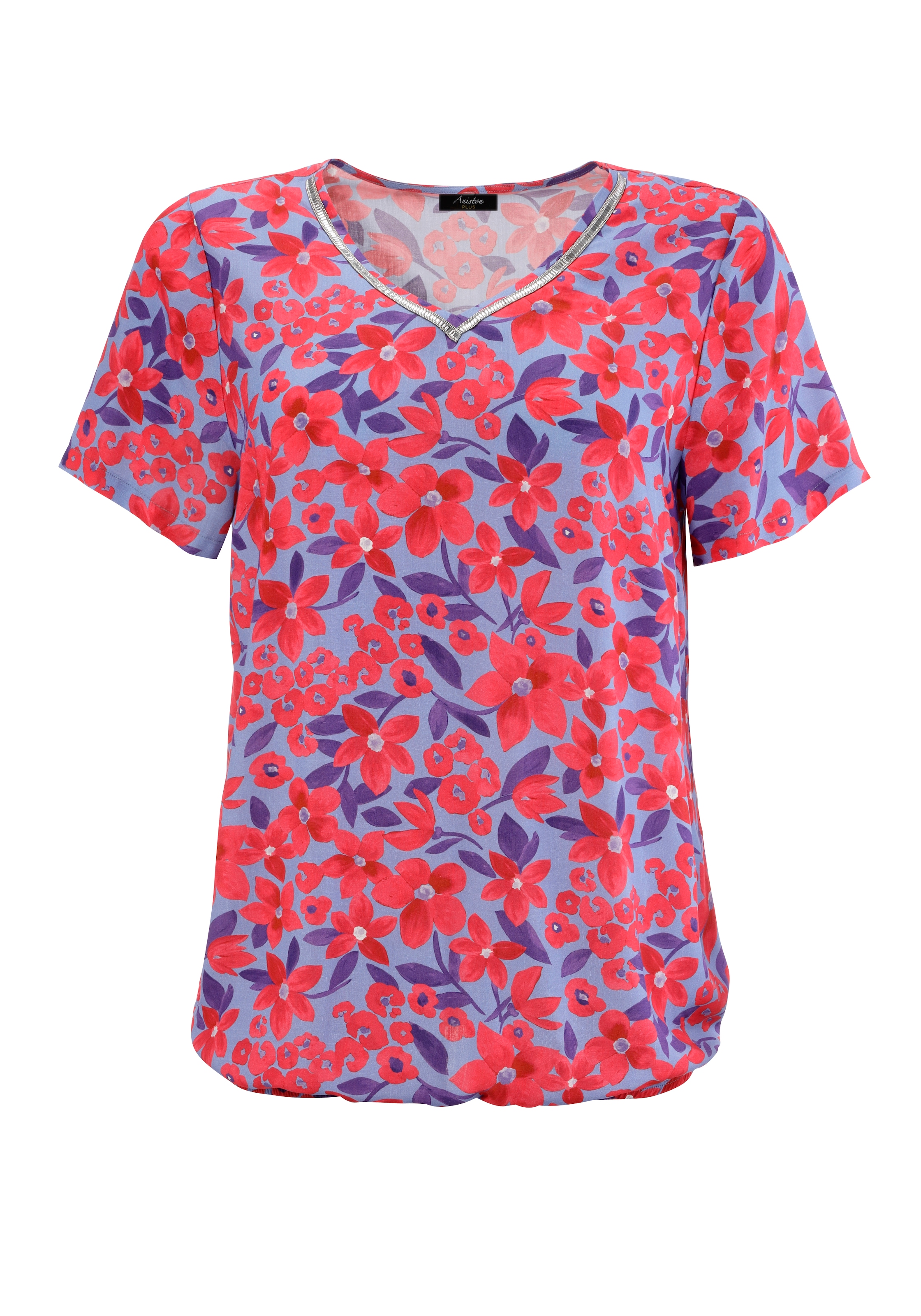 Aniston PLUS Shirtbluse, mit glitzernden Schmuckbändern am V-Ausschnitt - NEUE KOLLEKTION