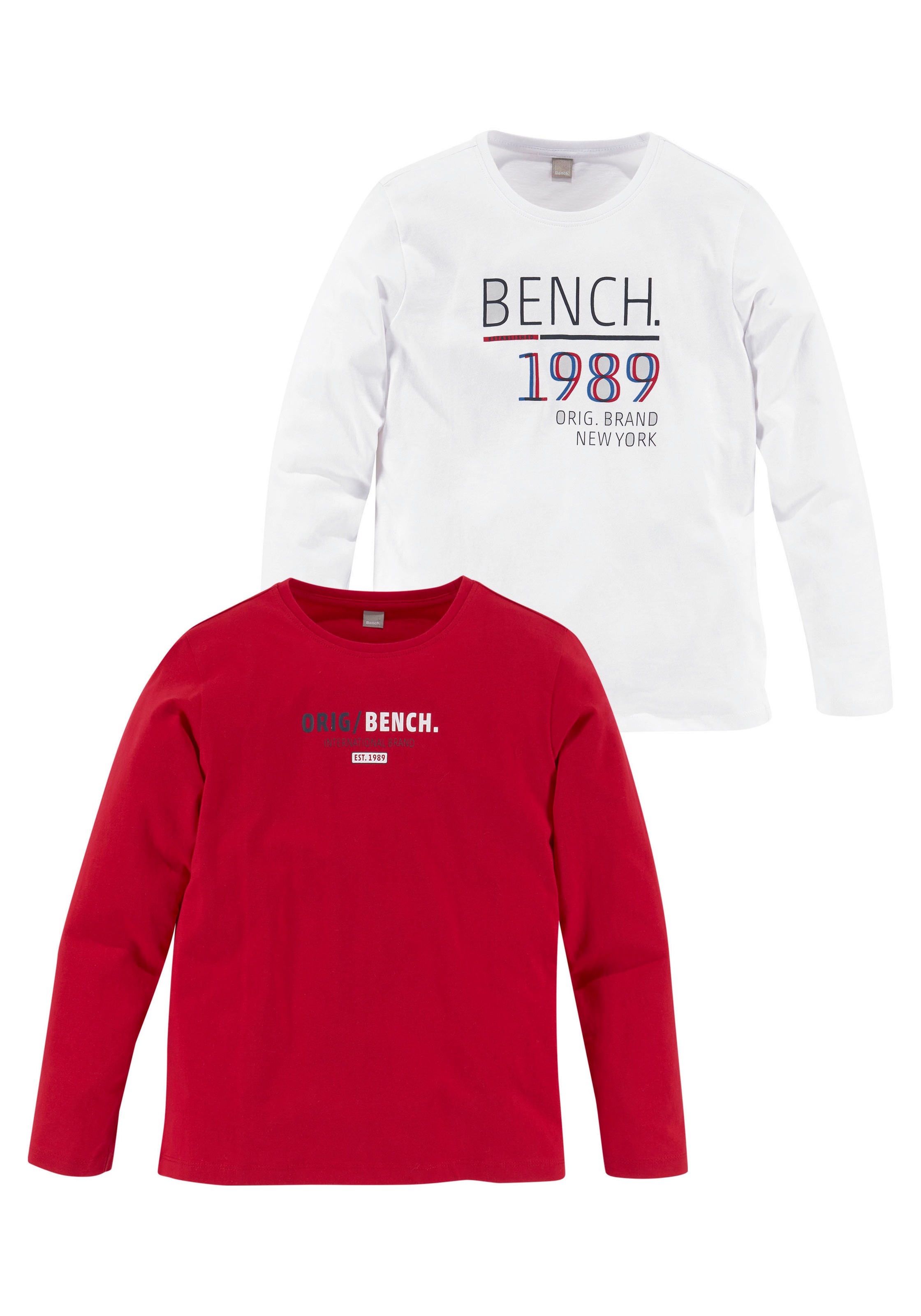 Bench. Langarmshirt (Packung 2 tlg. 2 Shirts) in 2 Farben und Drucken