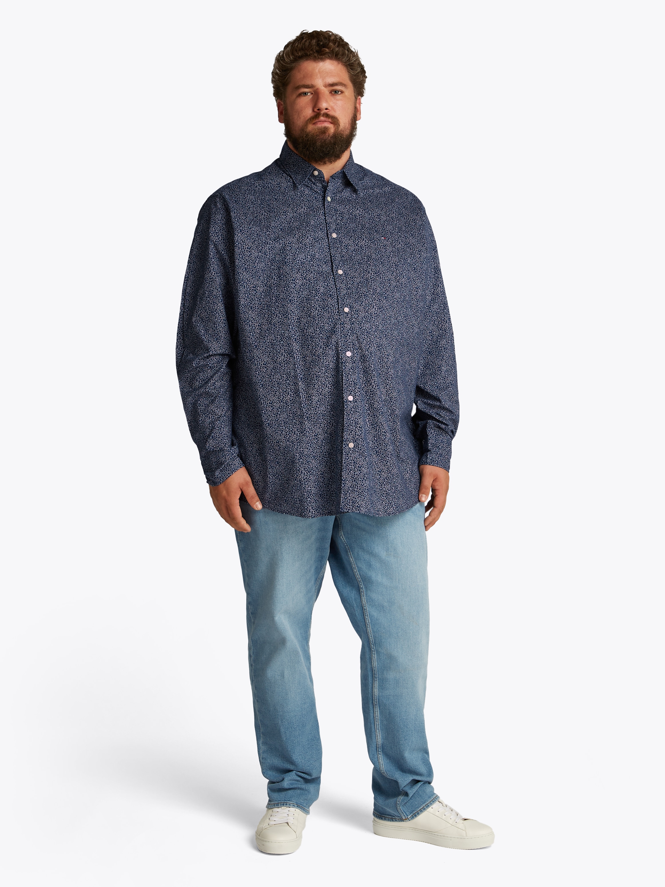 Tommy Hilfiger Big & Tall Langarmhemd »BT-FLX POPLIN LINR FLORAL S-B«, in Großen Größen, Logostickerei