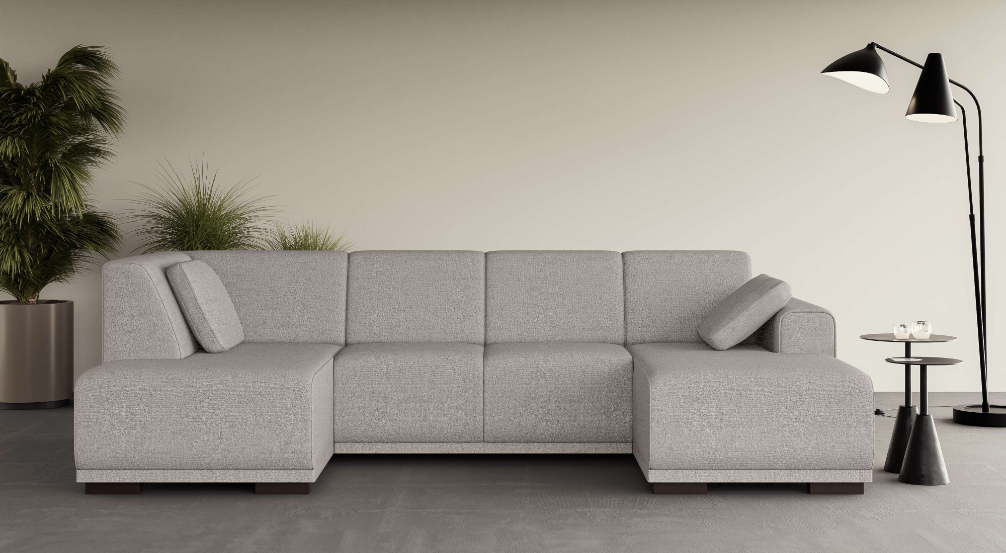 Home affaire Wohnlandschaft »BORNHOLM U-Form mit Recamiere rechts/links, B/T/H: 300/162/85 cm«, U-Form mit Wellenunterfederung, Recamiere rechts oder links bestellbar