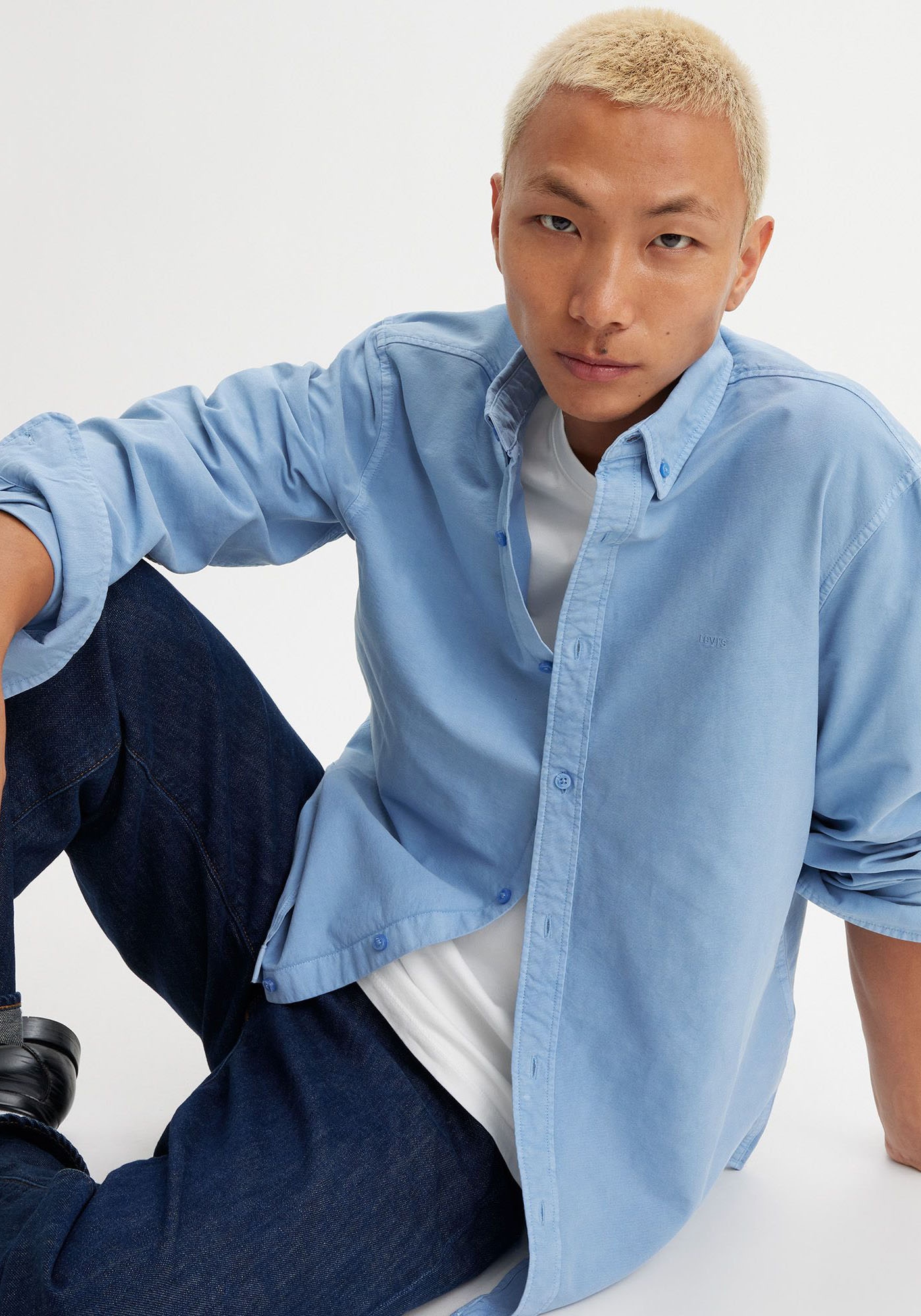 Levi's® Langarmhemd »AUTHENTIC BUTTON DOWN«, mit Ton-in-Ton Logostickerei auf der Brust