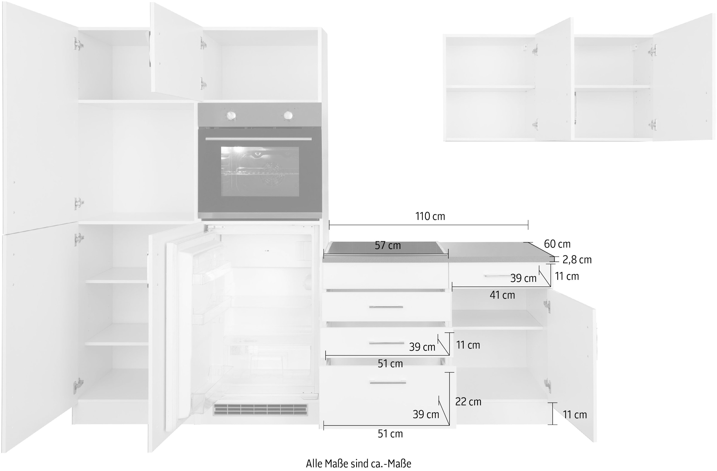 KOCHSTATION Winkelküche »KS-Paris«, ohne E-Geräte, Stellbreite 290/220 cm
