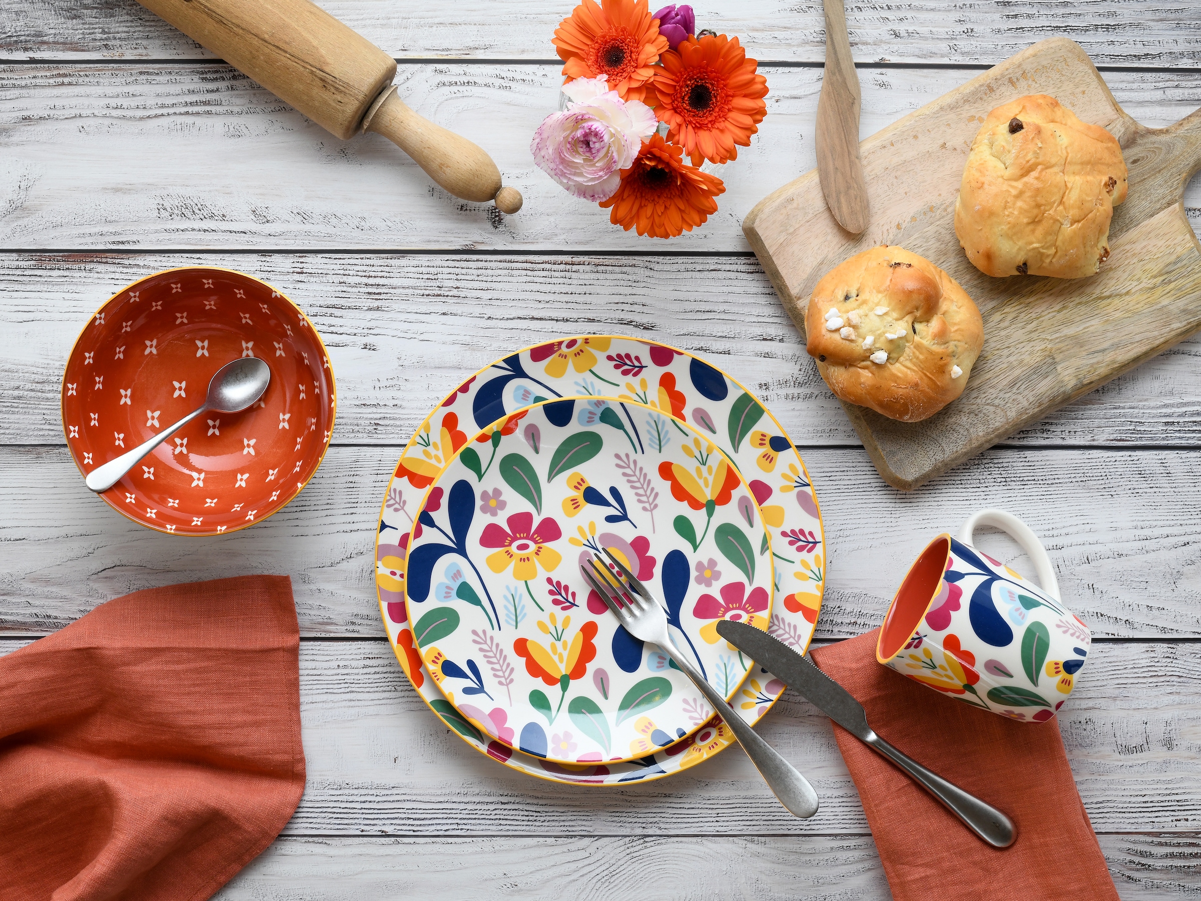 CreaTable Kombiservice »Folklore Bunt, Kombi-Service 16 tlg« Blumenmotive