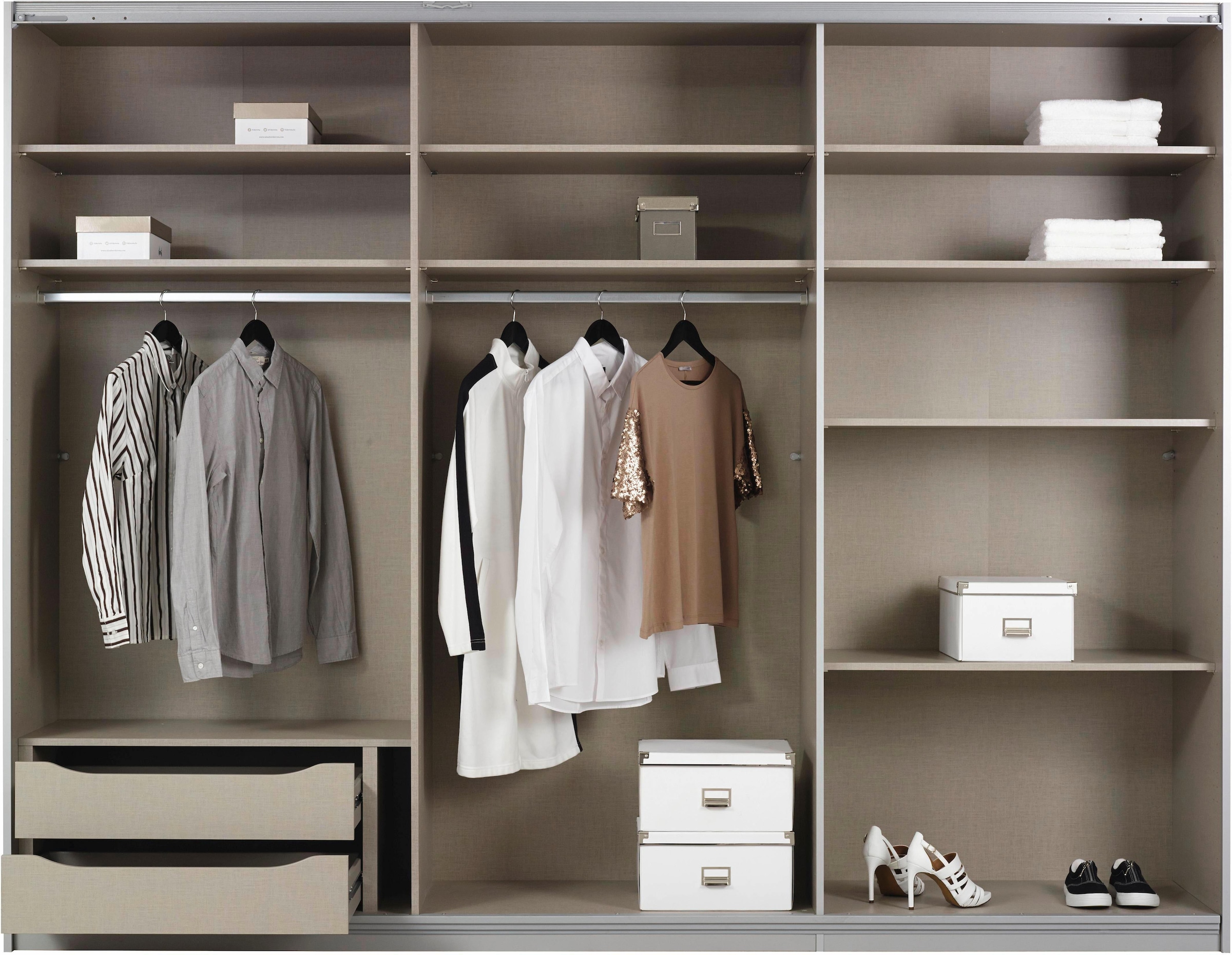 rauch Schwebetürenschrank »Kleiderschrank Schrank Garderobe Schlafzimmerschrank TUBONA«, inkl. Schubkasteneinsatz und zusätzlichen Einlegeböden MADE IN GERMANY