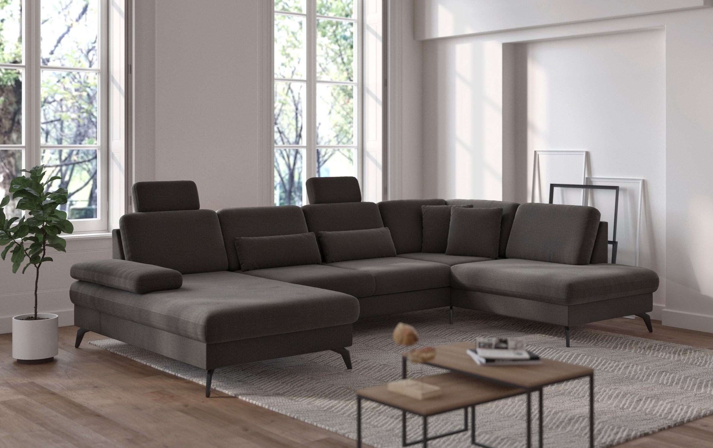 sit&more Wohnlandschaft »Morris U-Form, inkl. Sitztiefenverstellung«, wahlweise mit Armteilverstellung, Bettfunktion & Bettkasten