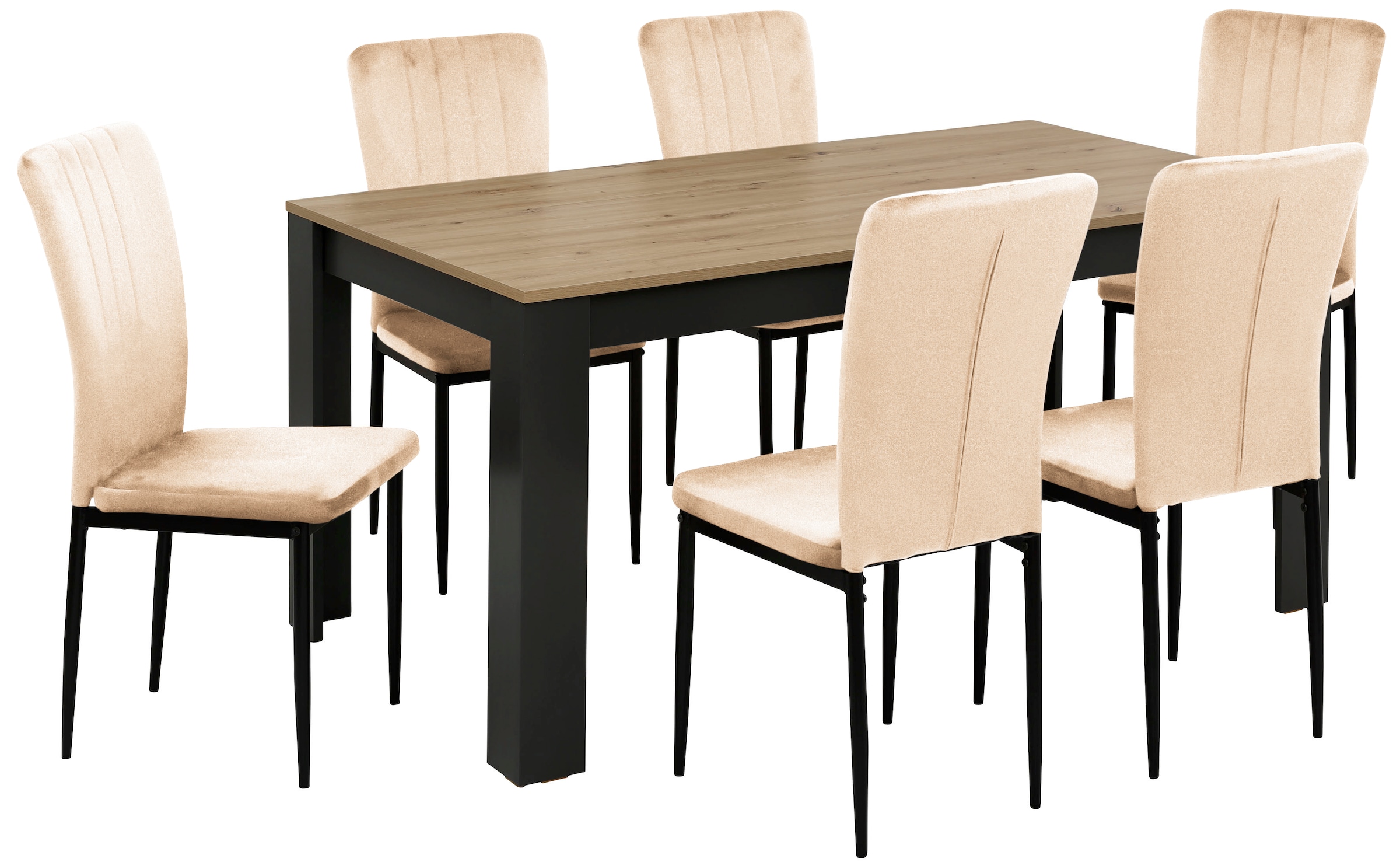 Home affaire Essgruppe »Bergamo«, (Set, 7 tlg.), 7-teilige Tischgruppe mit  modernem Esszimmerstuhl und Esstisch online kaufen | UNIVERSAL